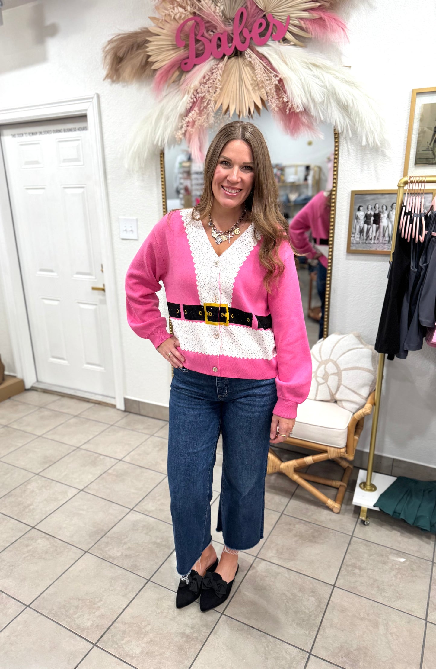Queen Of Sparkles Pink Santa’s Coat Cardigan