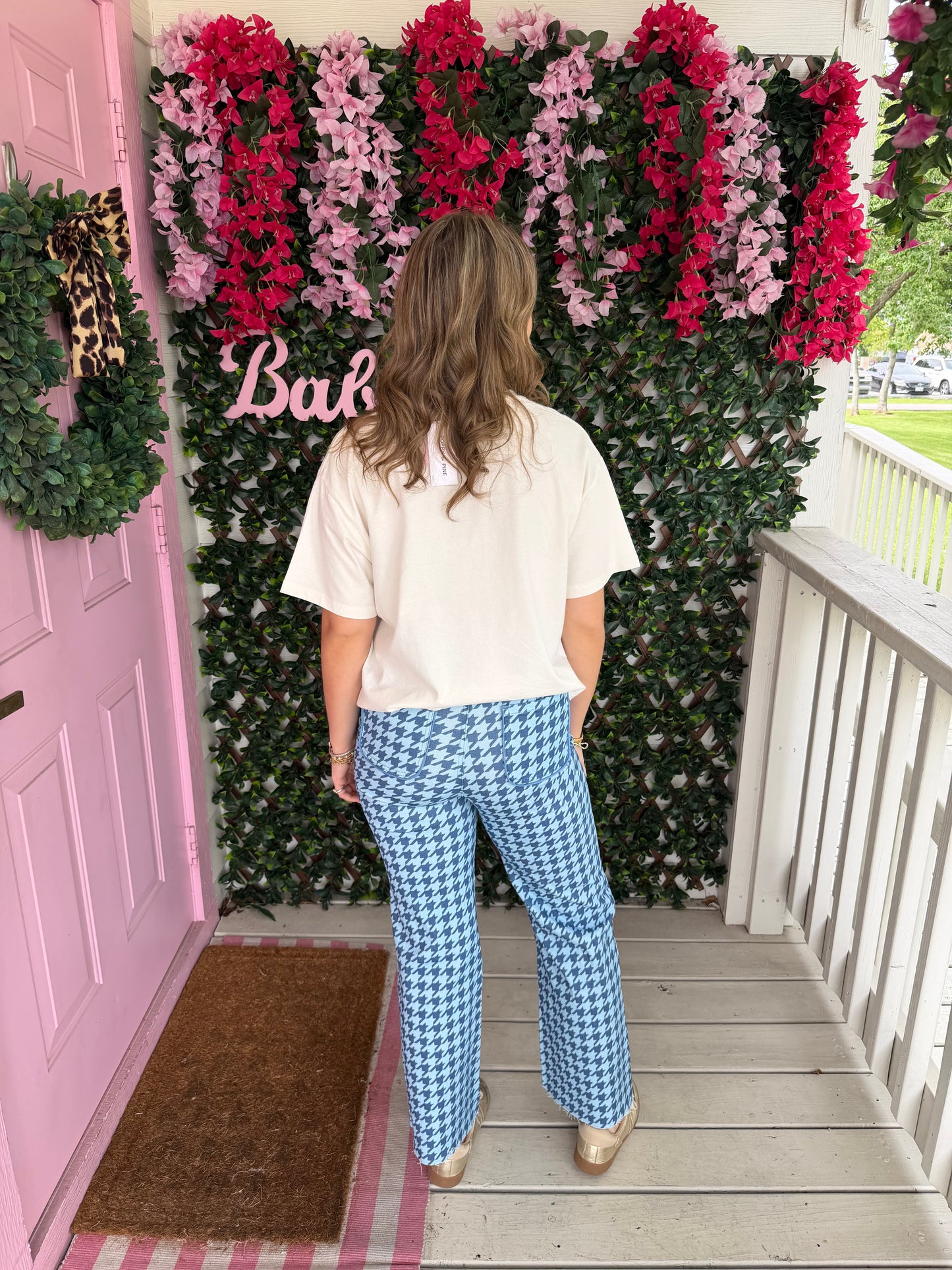 Houndstooth Denim Pants