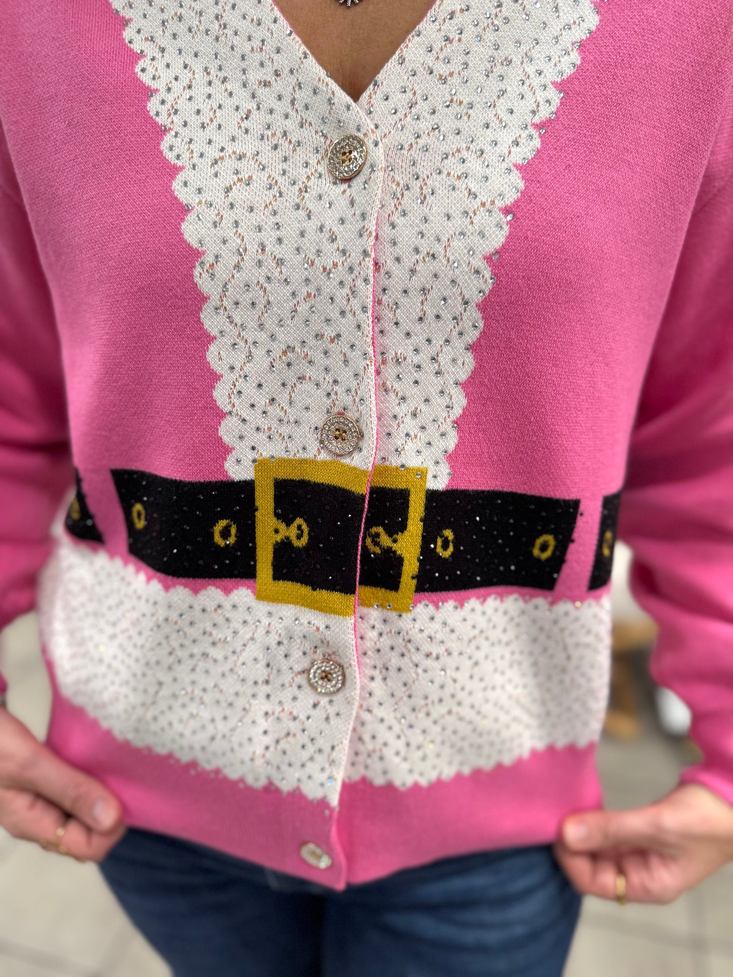 Queen Of Sparkles Pink Santa’s Coat Cardigan