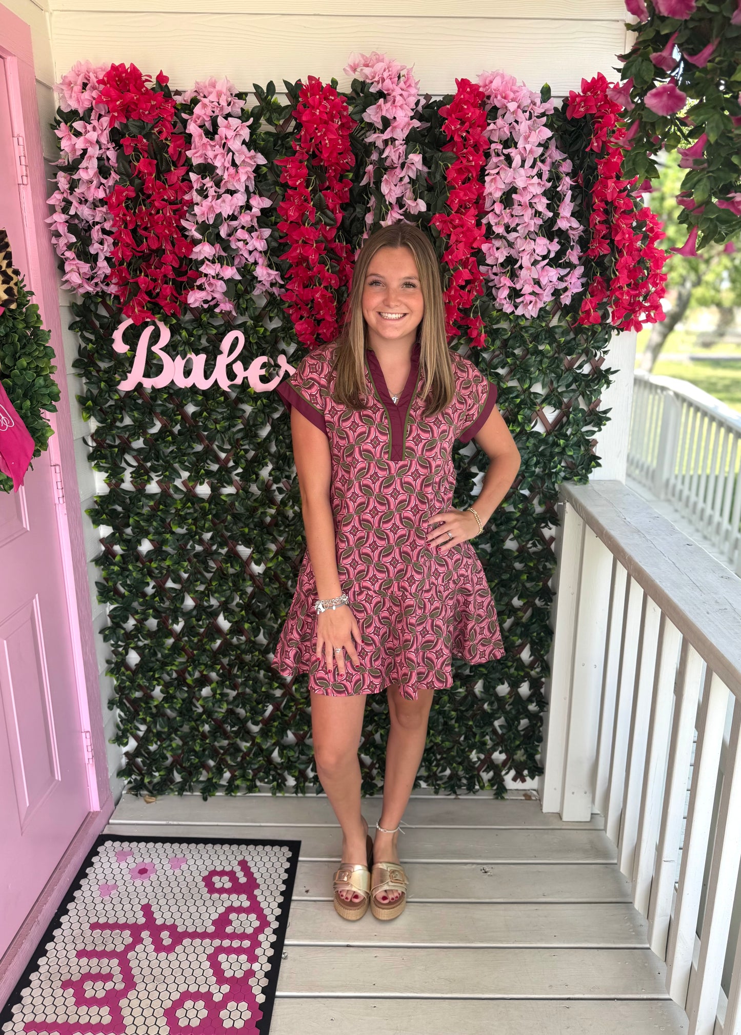 Cranberry Flounce Dress