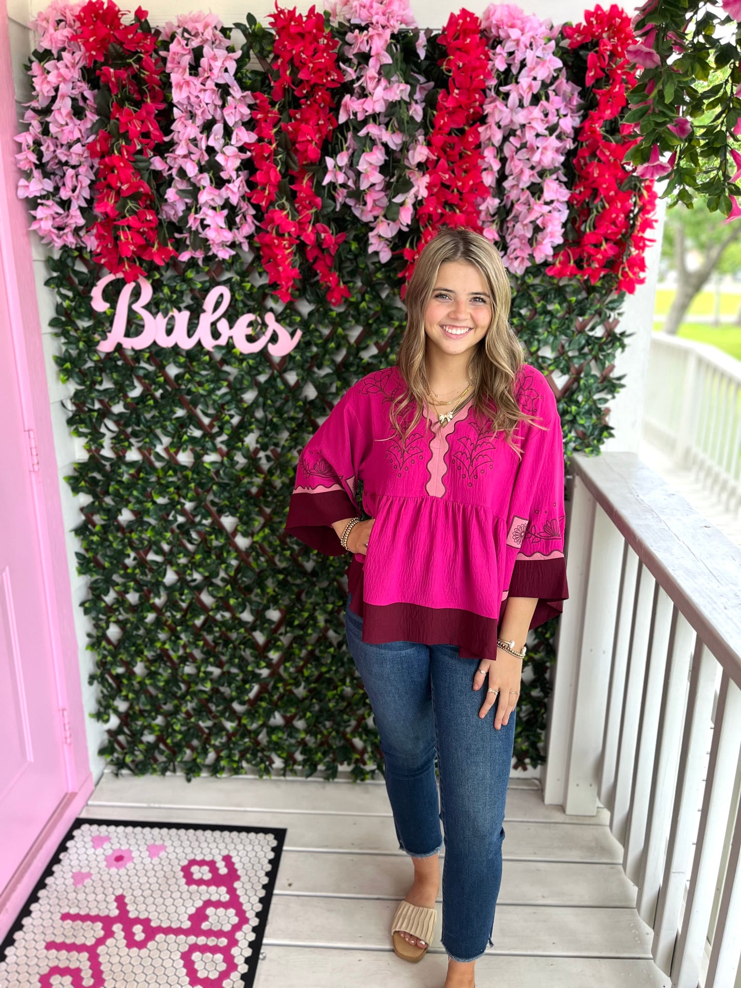 Magenta Boho Top