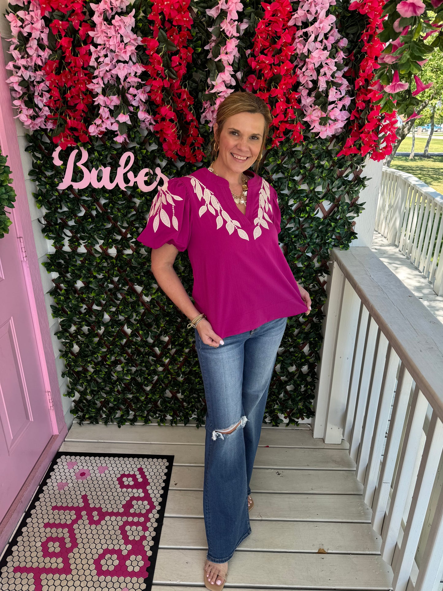 Magenta Florals Top