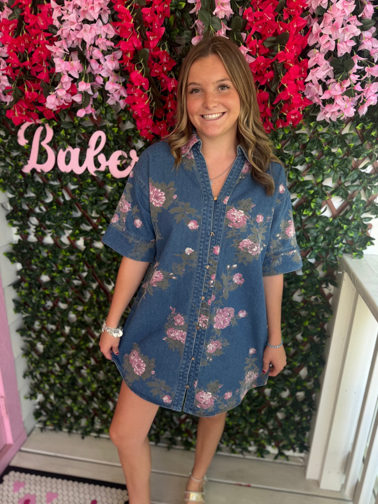 Flirty Floral Denim Dress