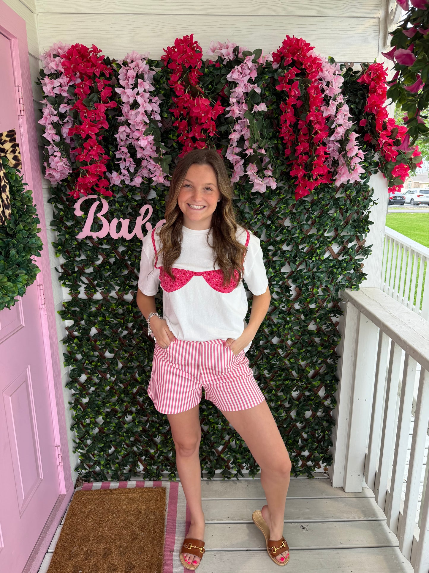 Sassy In Pink Stripes Shorts