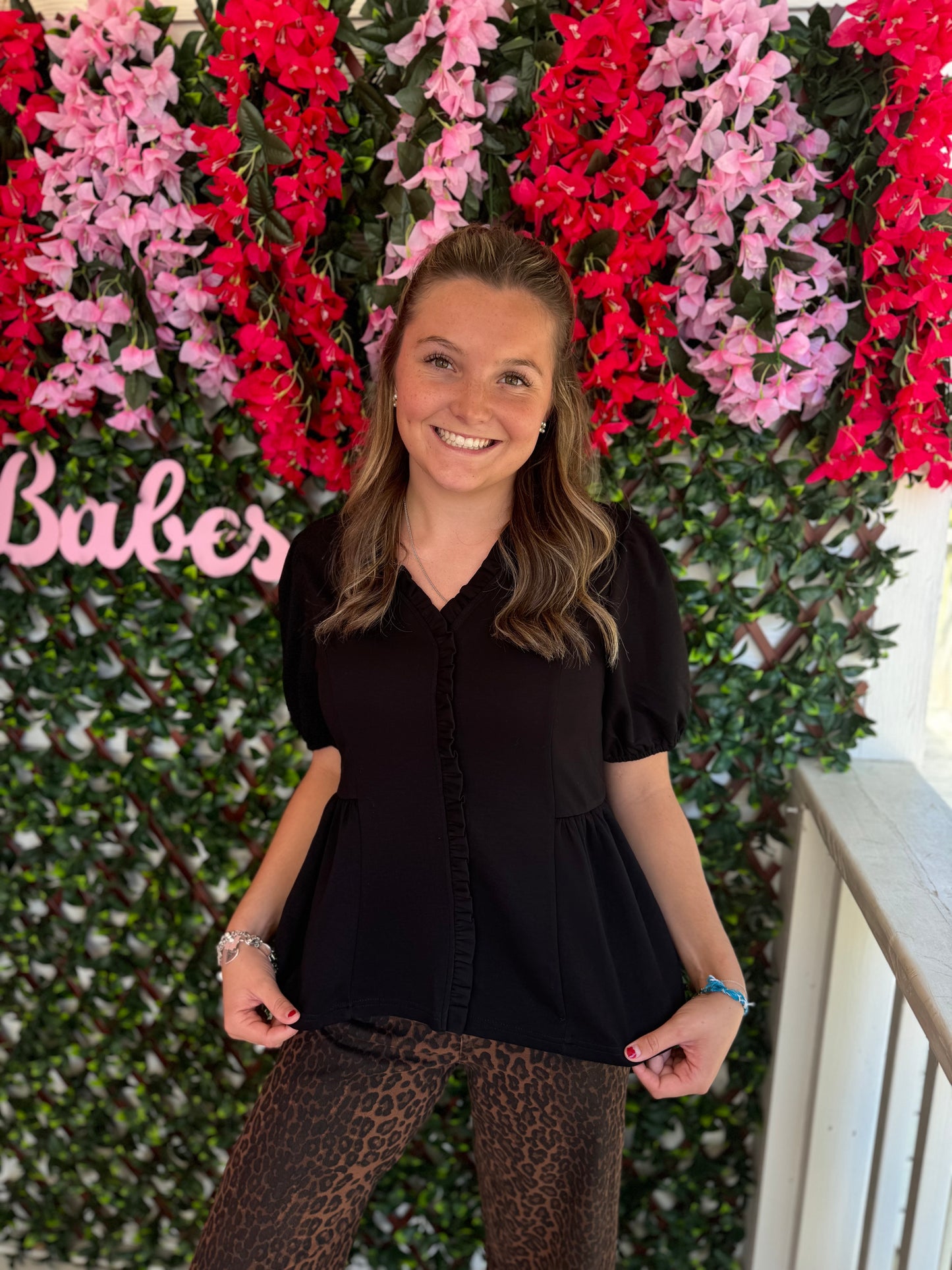Ruffle Neck Peplum Top