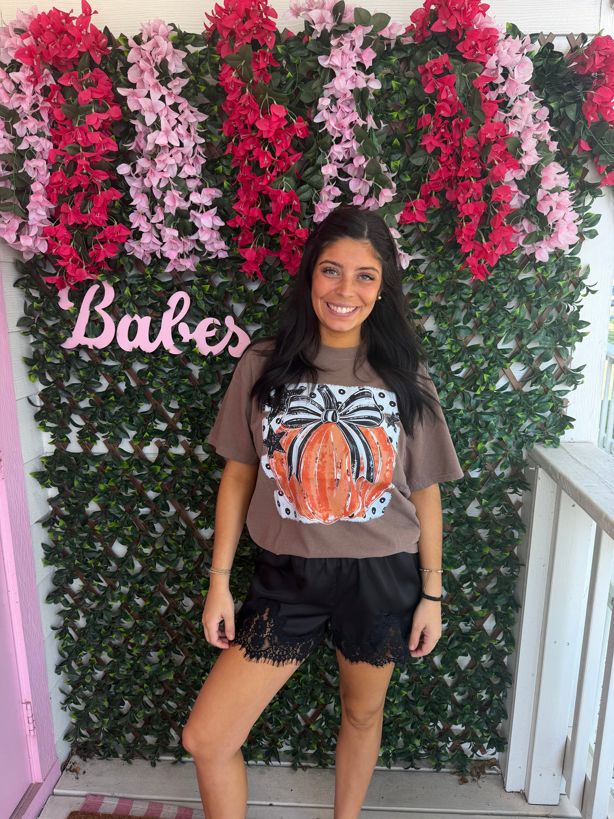 Pumpkin Striped Bow Tee