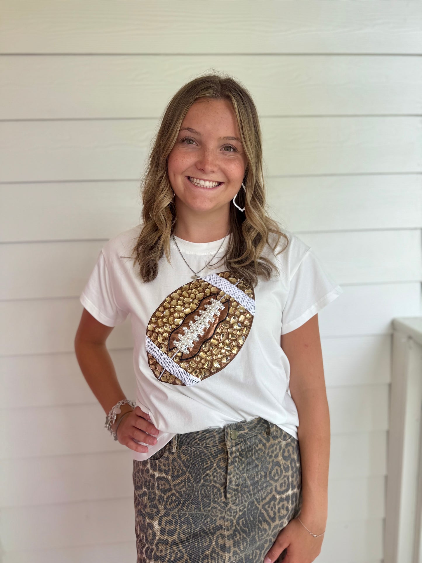 Queen Of Sparkles Jeweled Football Tee