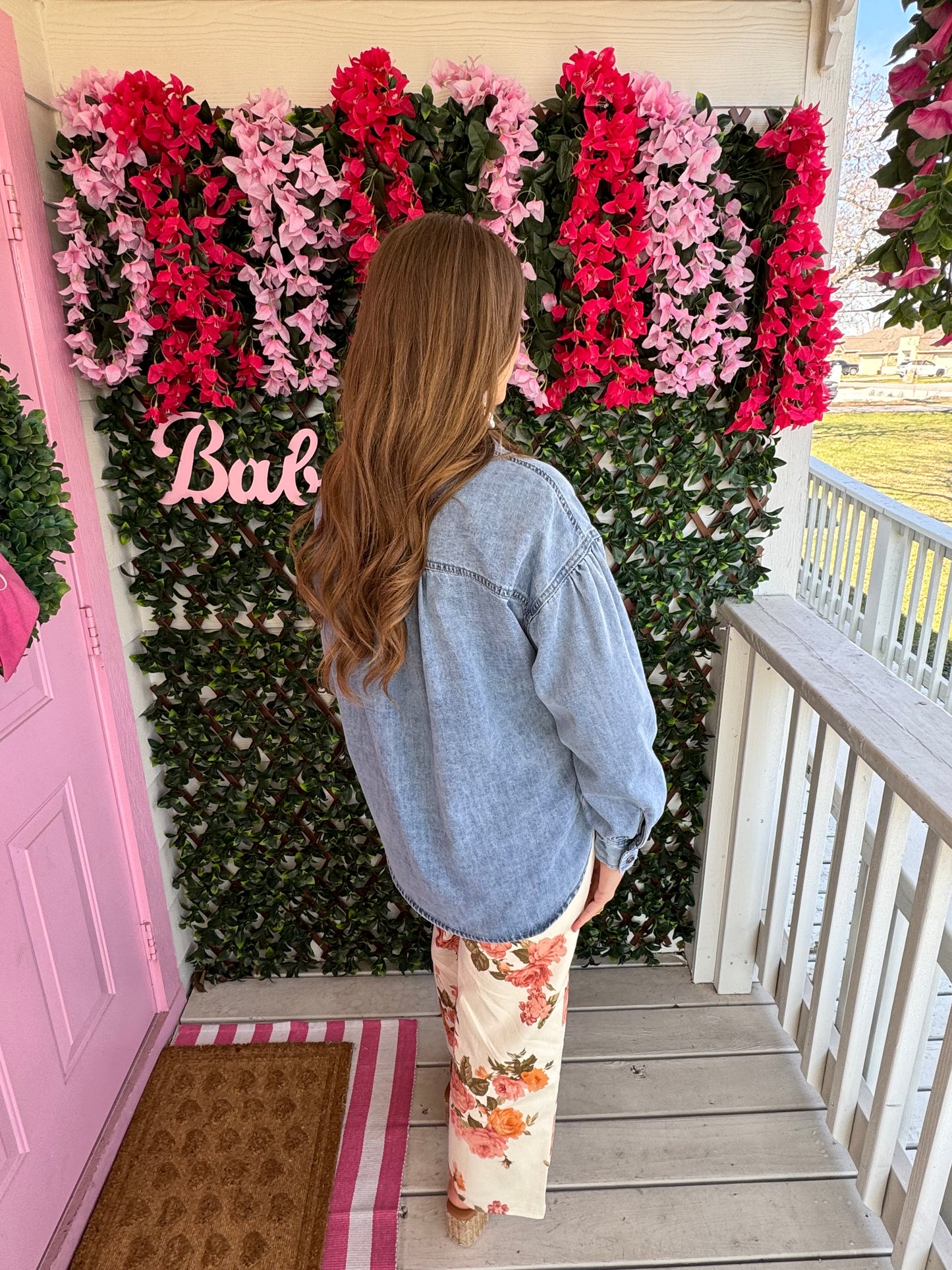 Heart Pocket Oversized Denim Top