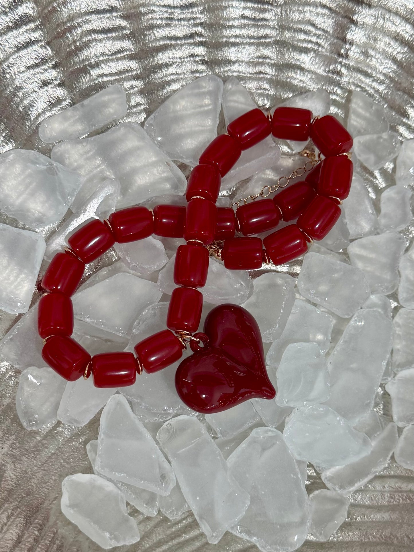 Chunky Faux Stone Heart Necklace