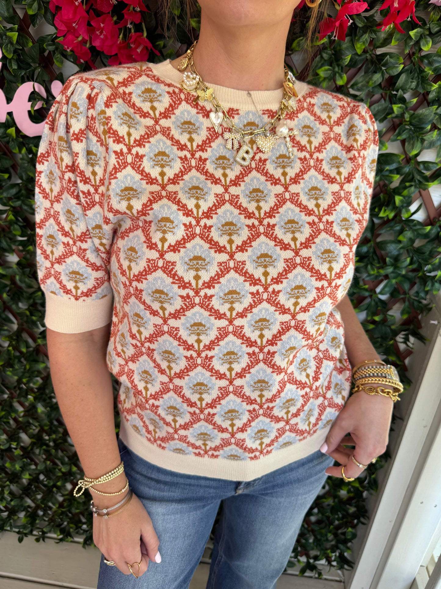 Ivory Orange Sweater Top