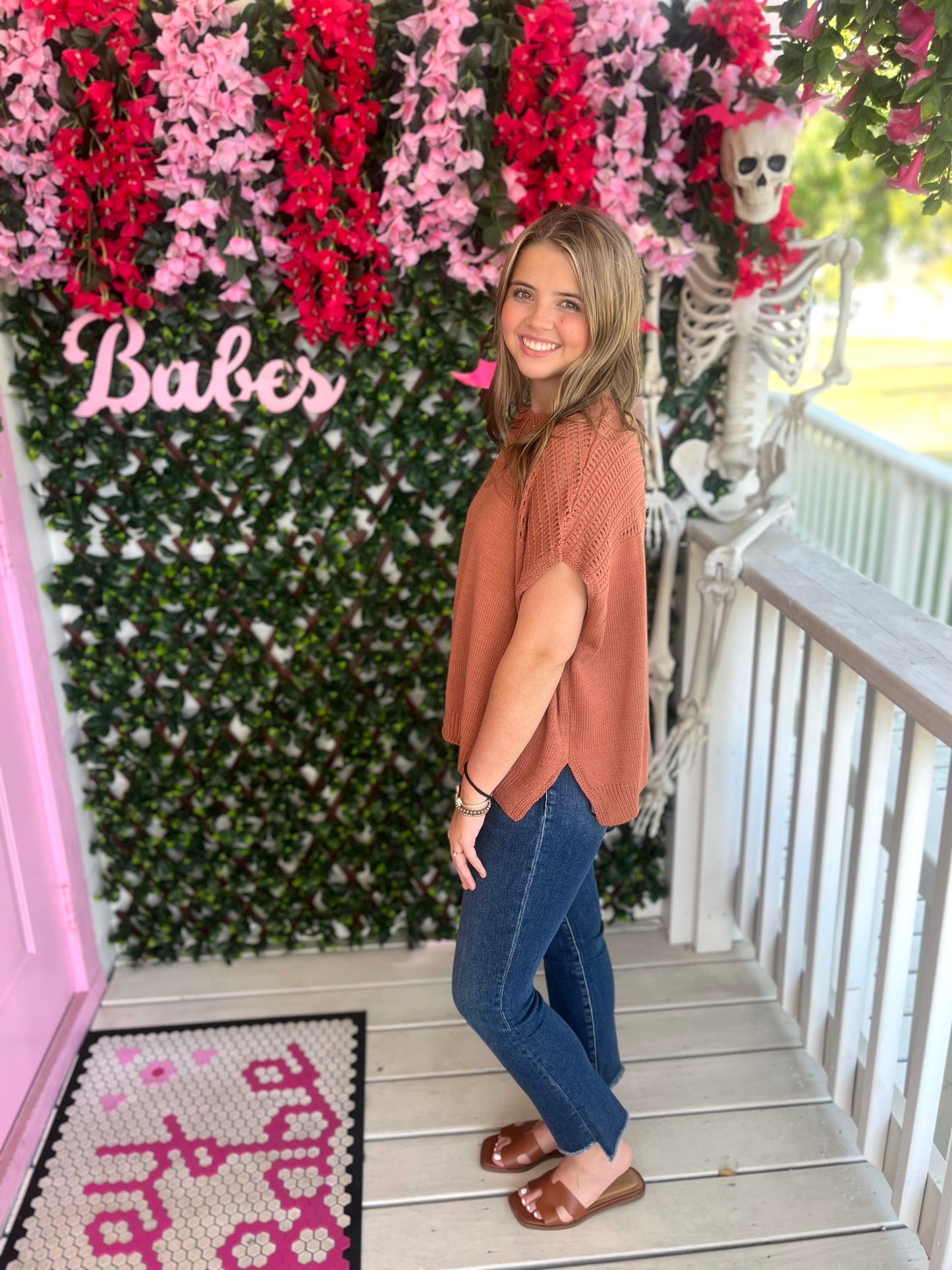 Cinnamon Crew Neck Sweater Top