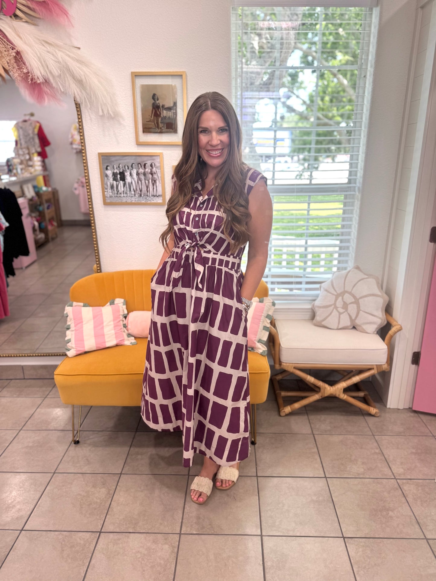 Abstract Tie Front Dress
