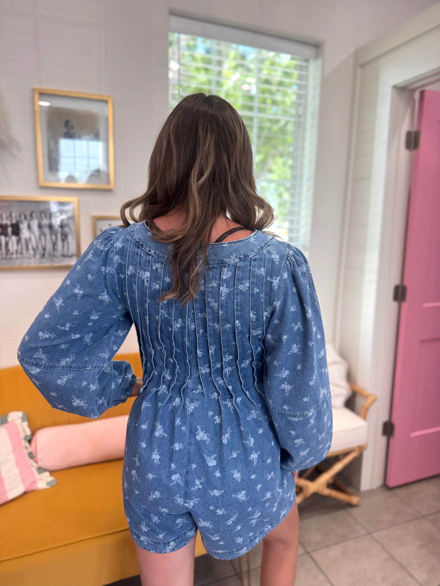 Floral Denim Romper
