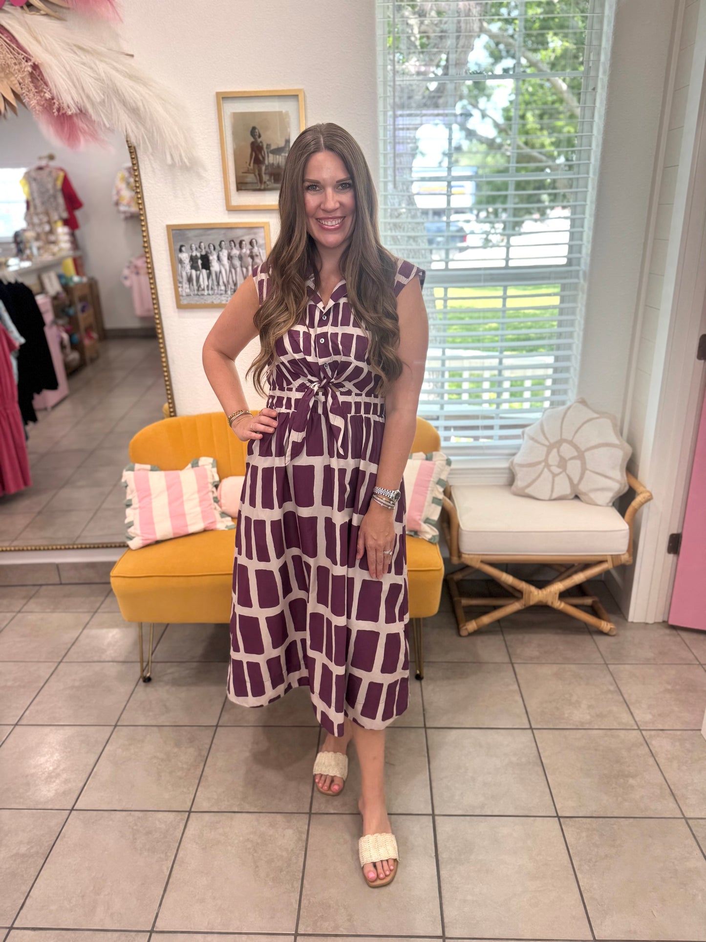 Abstract Tie Front Dress