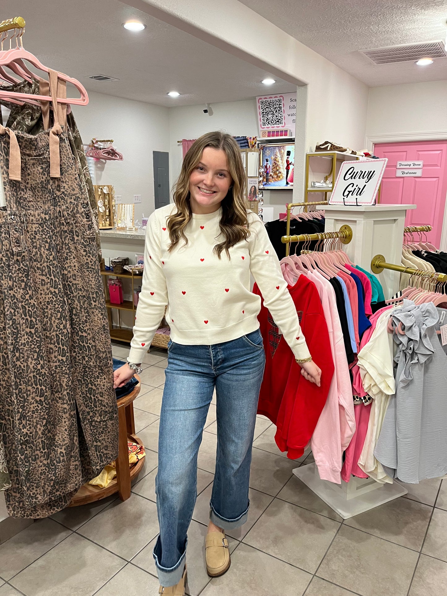 Tiny Heart Embroidery Sweater