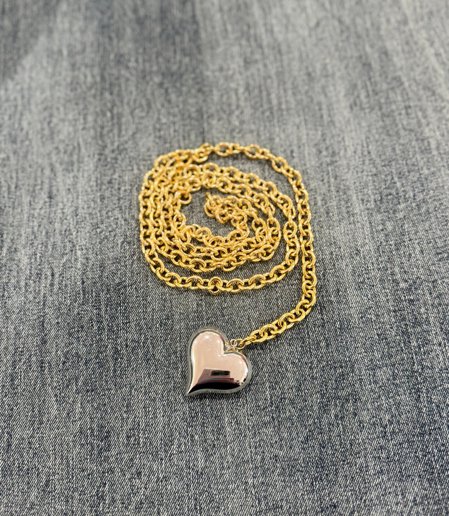 XL Two-Toned Heart Necklace