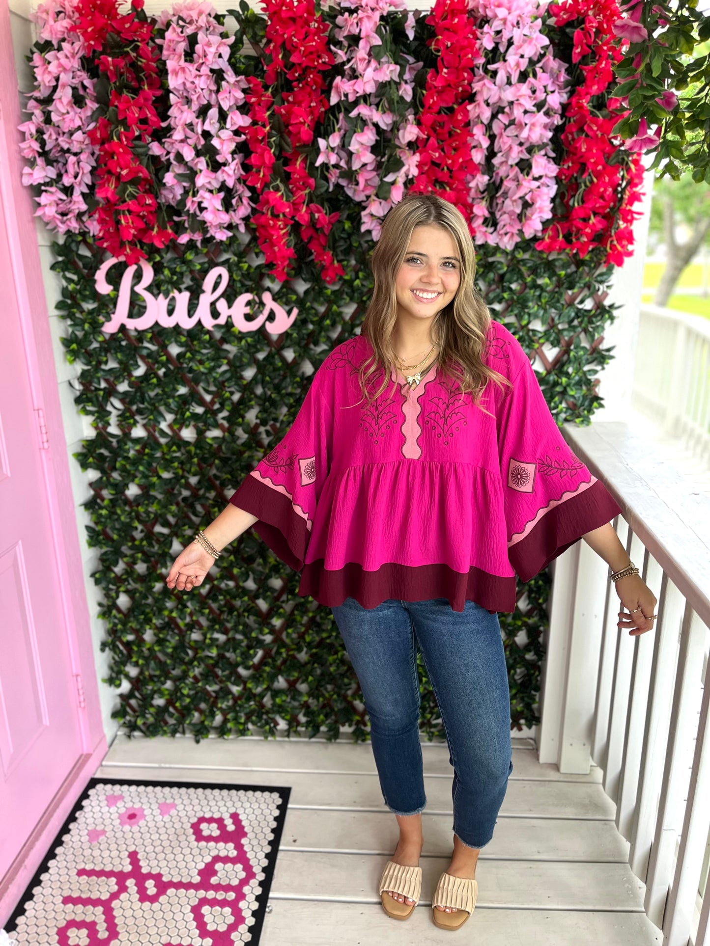 Magenta Boho Top
