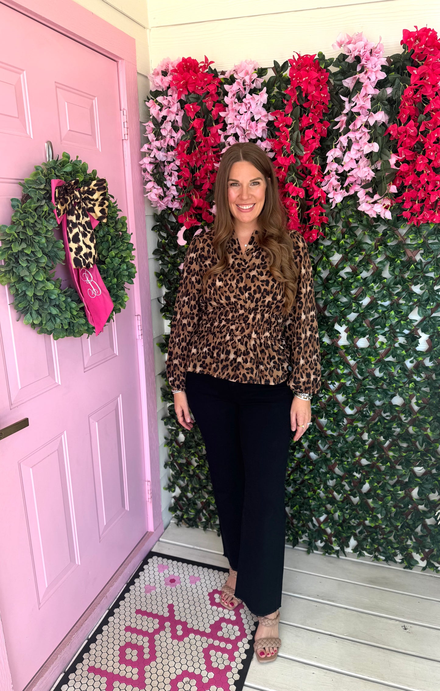 Taupe Leopard Cinch Top