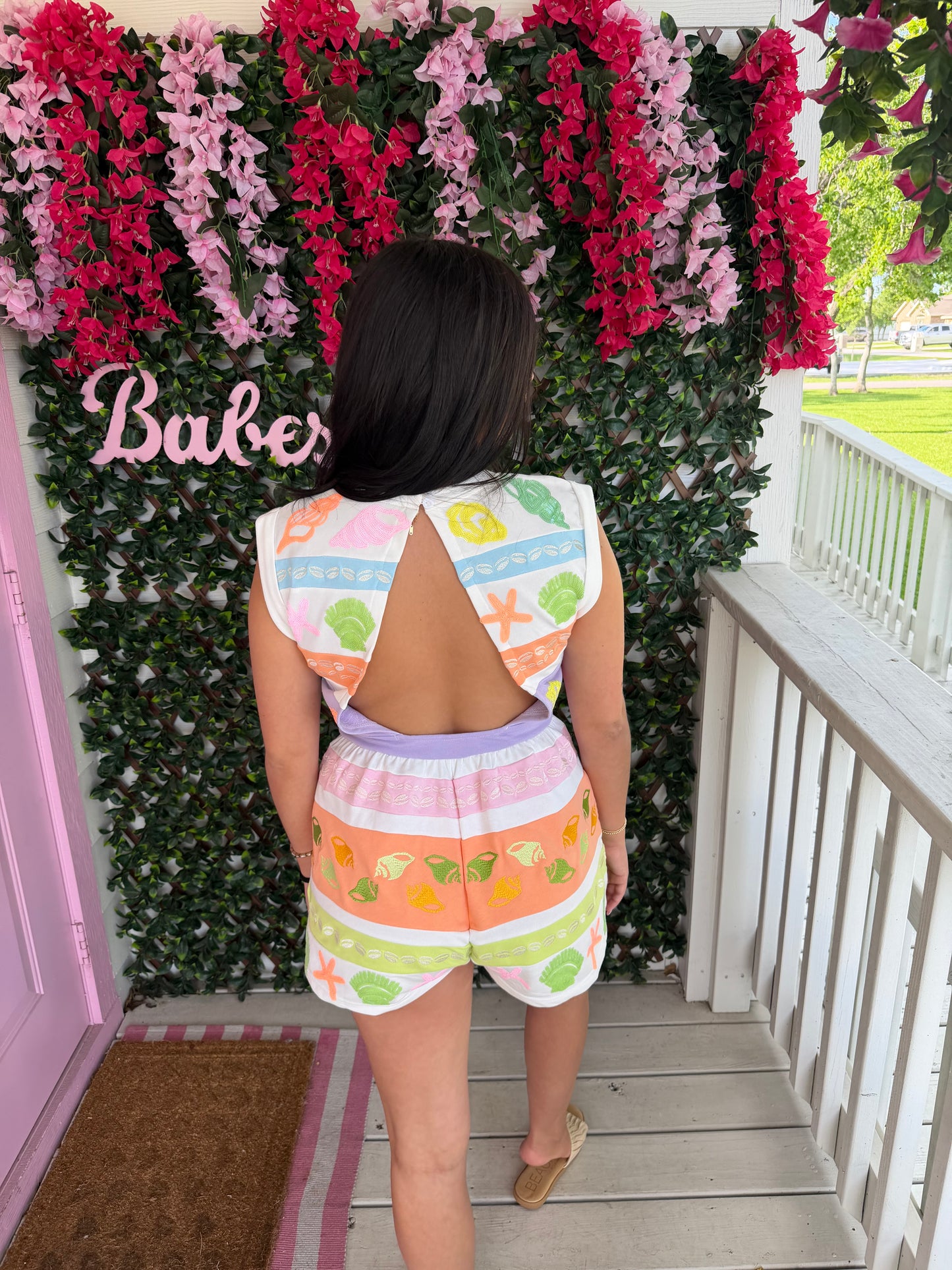 Queen Of Sparkles Colorblock Stripe Shell Romper