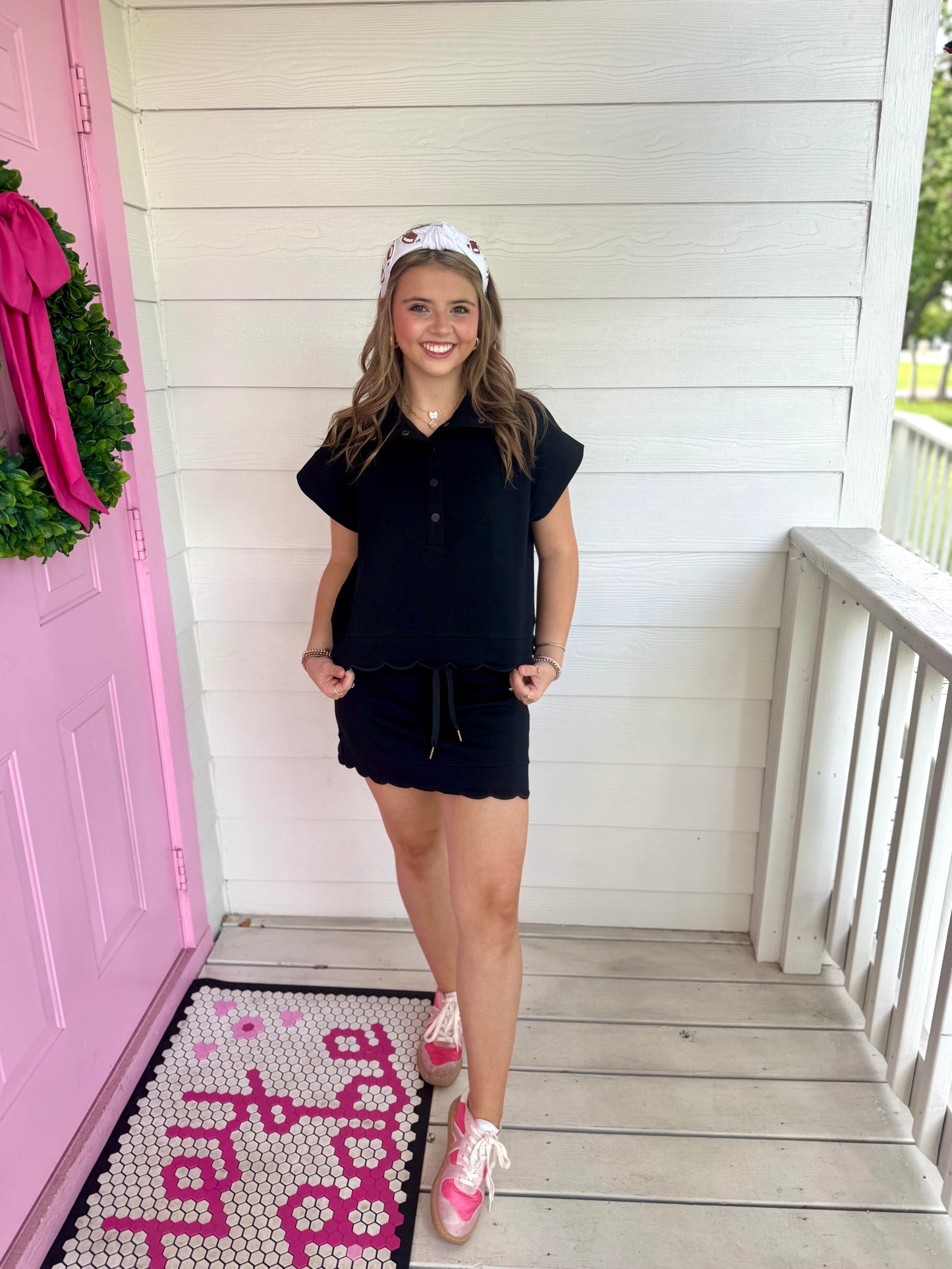 Black Scallop Skort Set