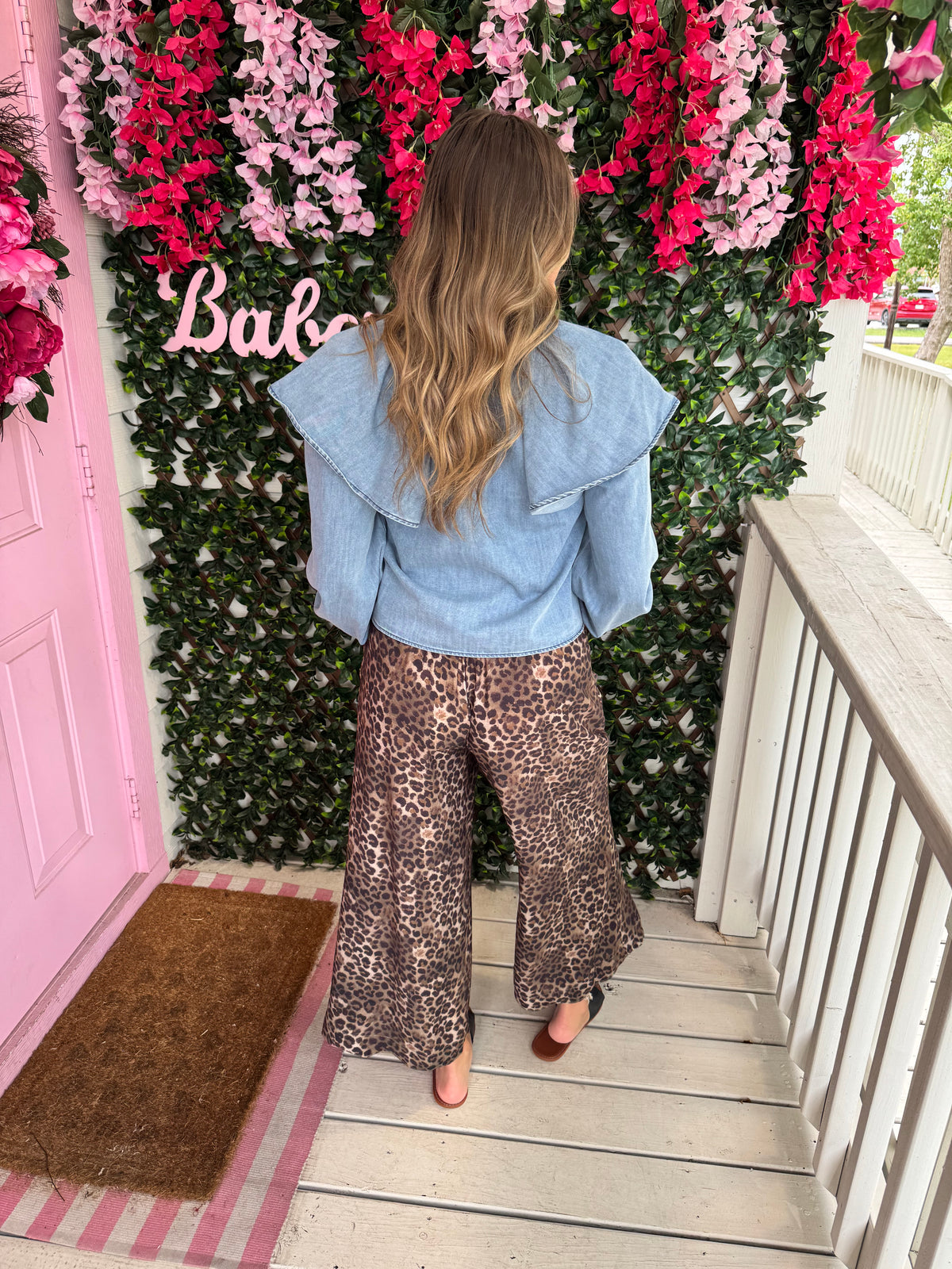 Olive Leopard Scallop Hem Pants