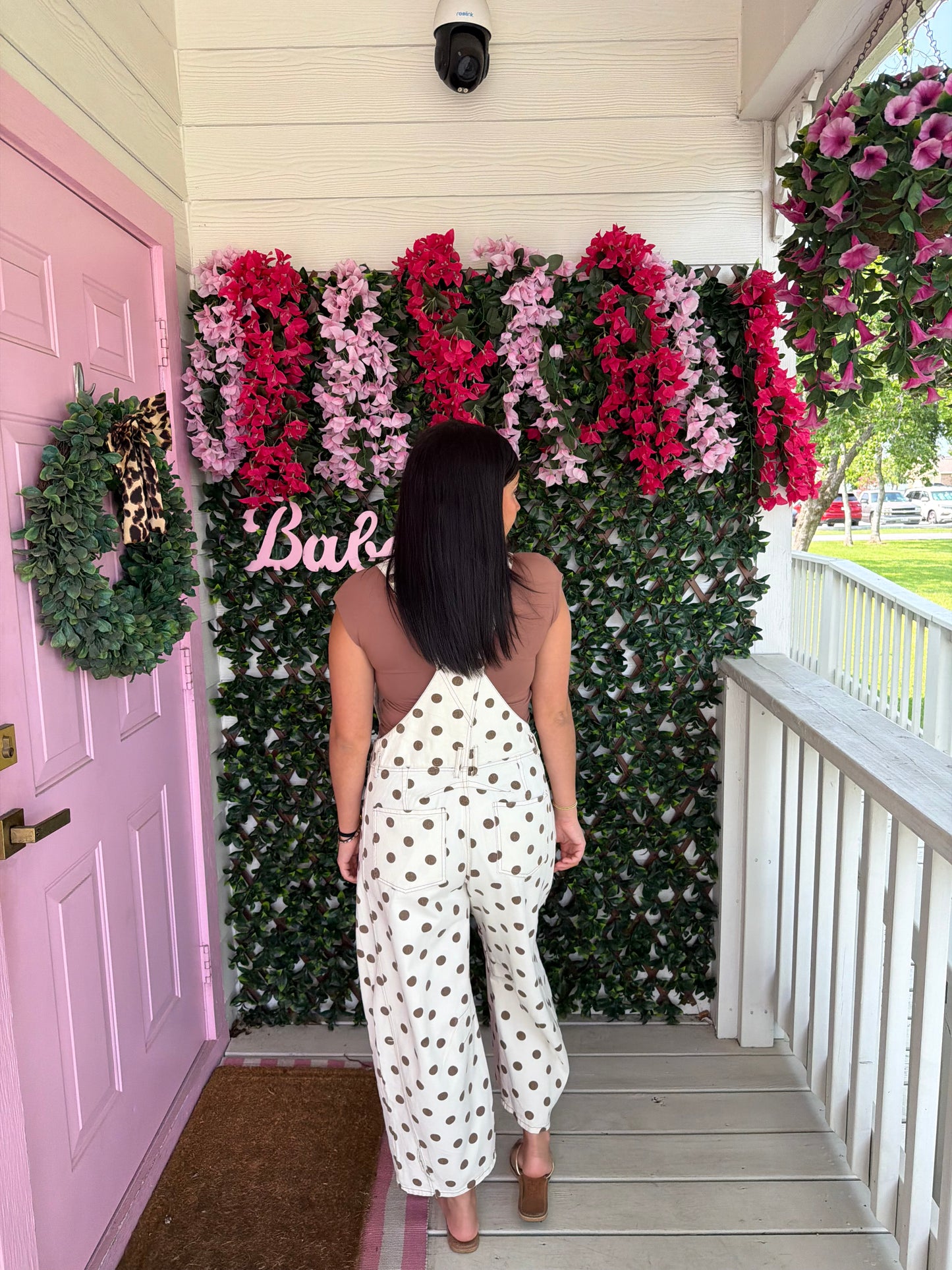 Oatmeal Polka Dot Overalls