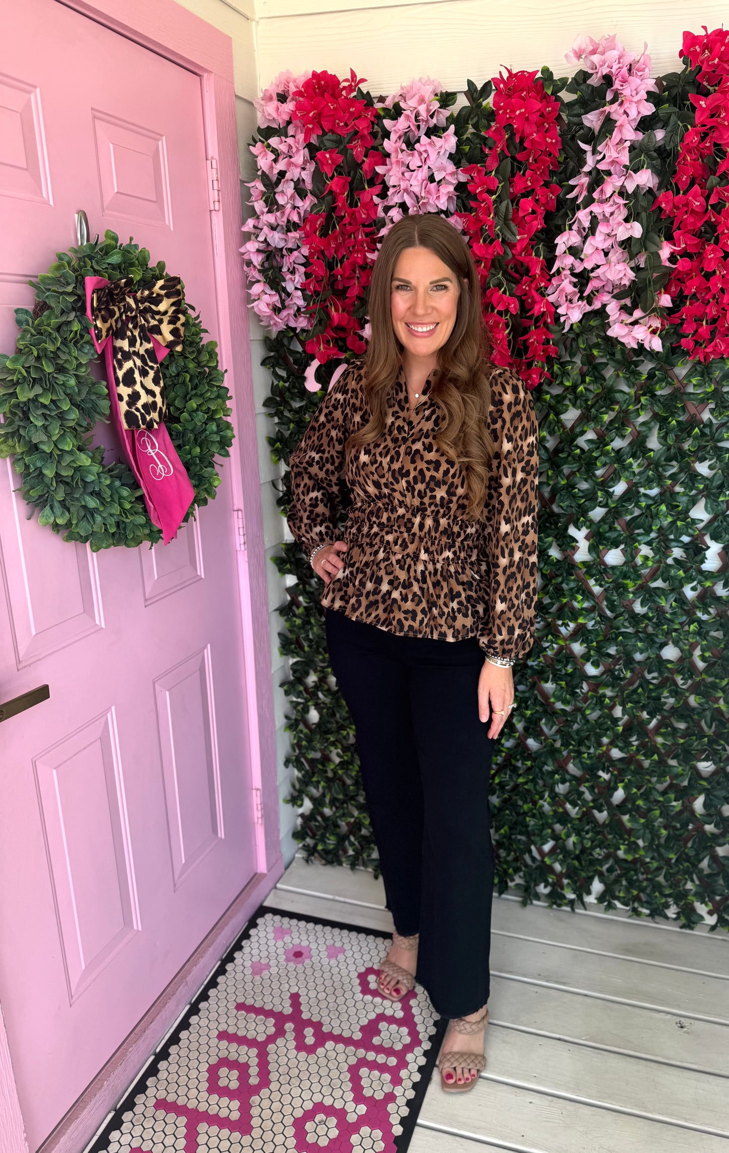 Taupe Leopard Cinch Top