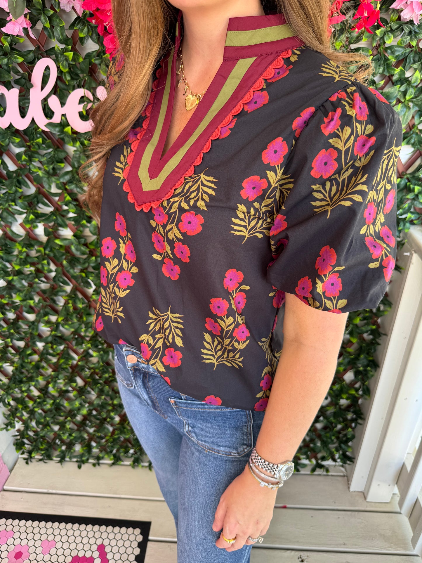 Scallops & Florals Top