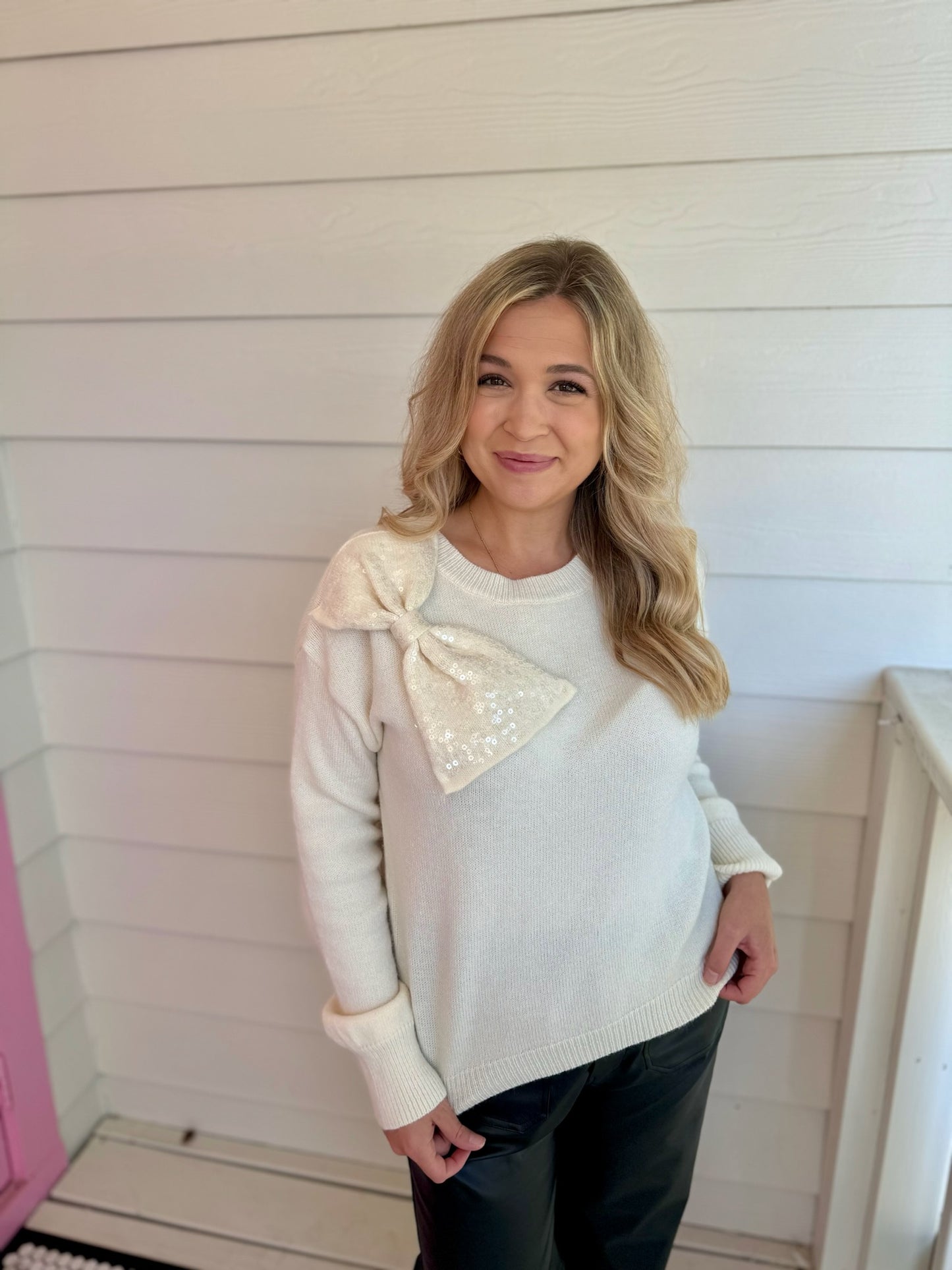 Big Cream Bow Sweater