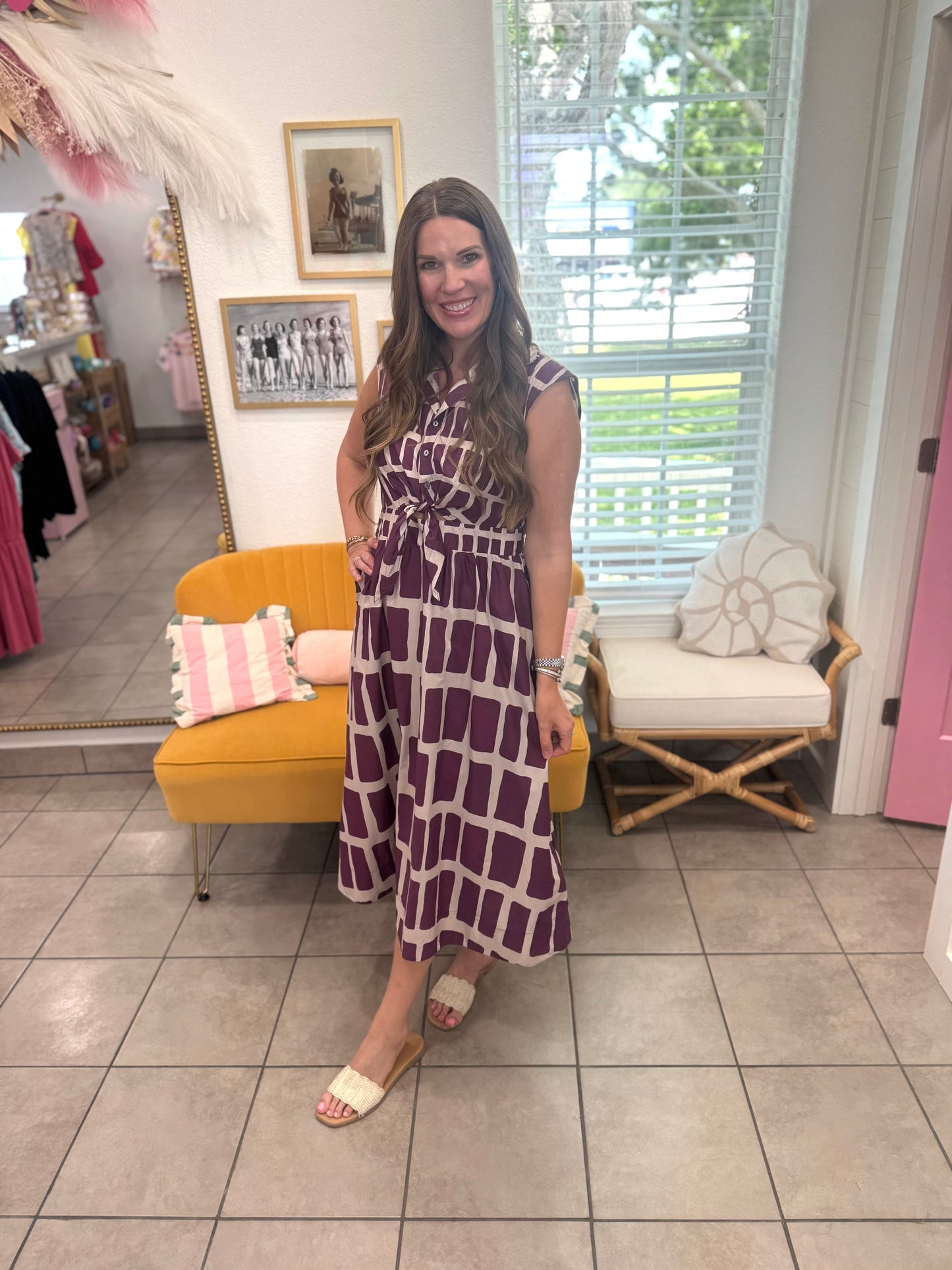 Abstract Tie Front Dress