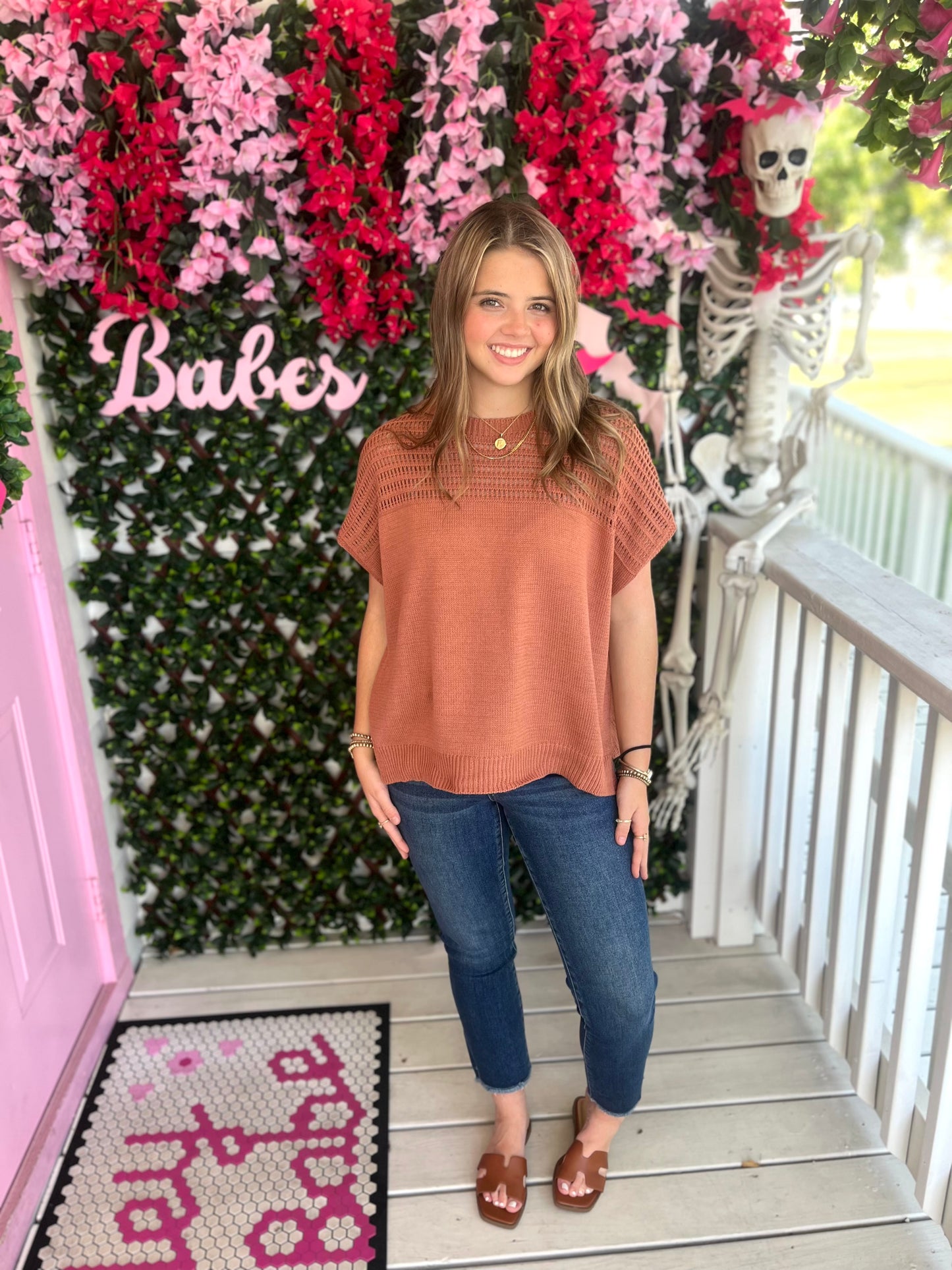 Cinnamon Crew Neck Sweater Top
