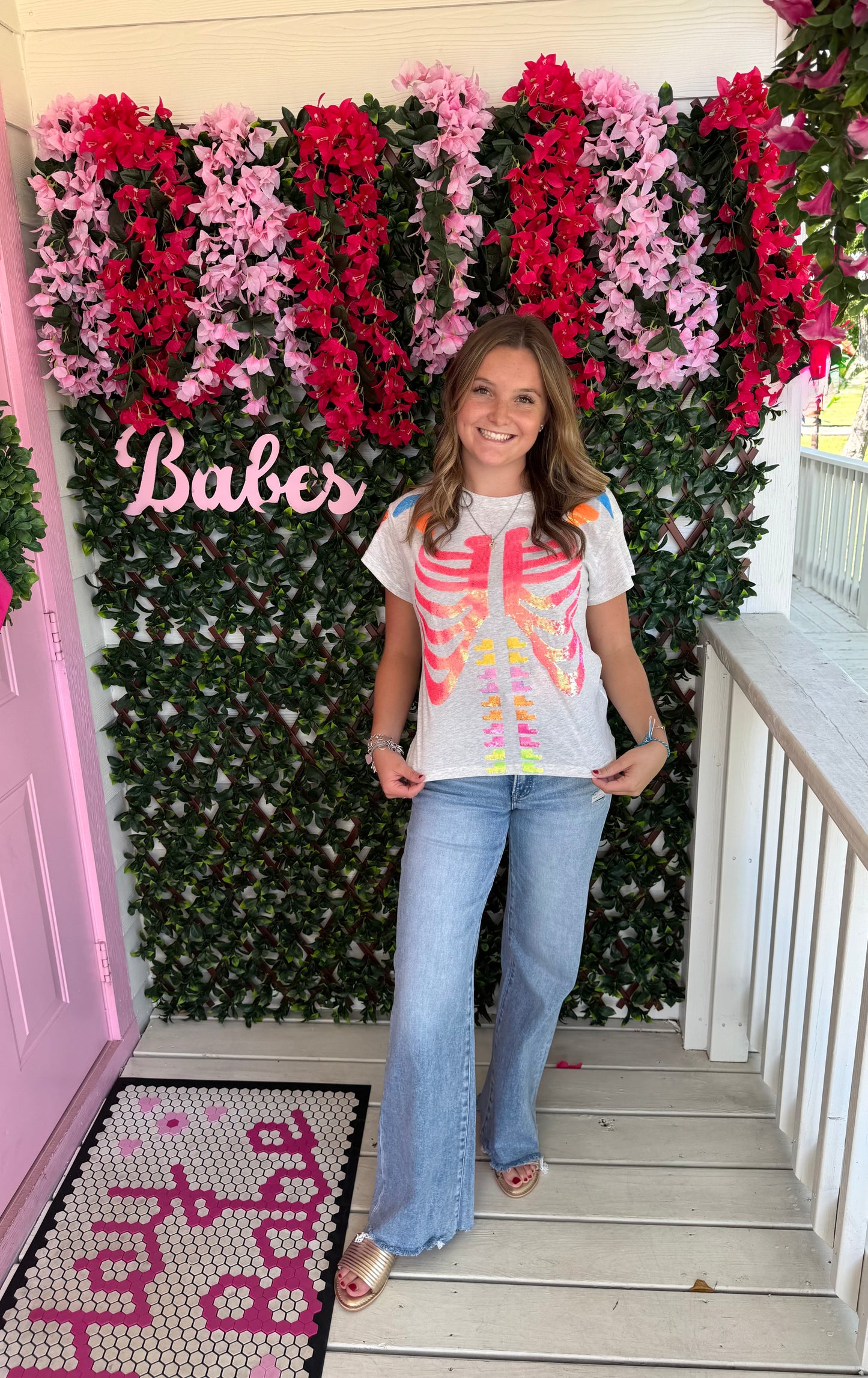 Queen of Sparkles Grey Multi Skelton Tee