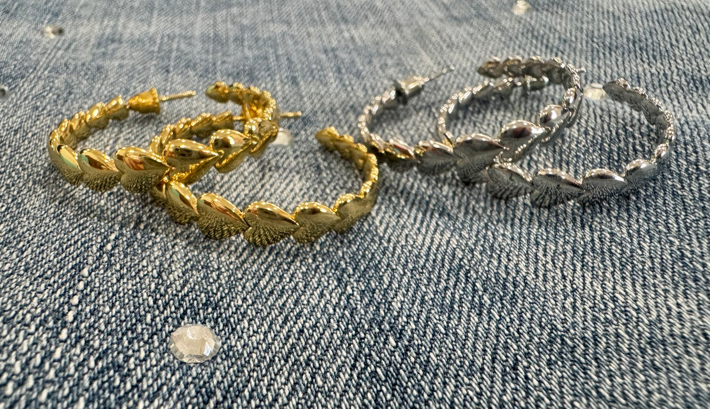Medium Heart Hoops Earrings