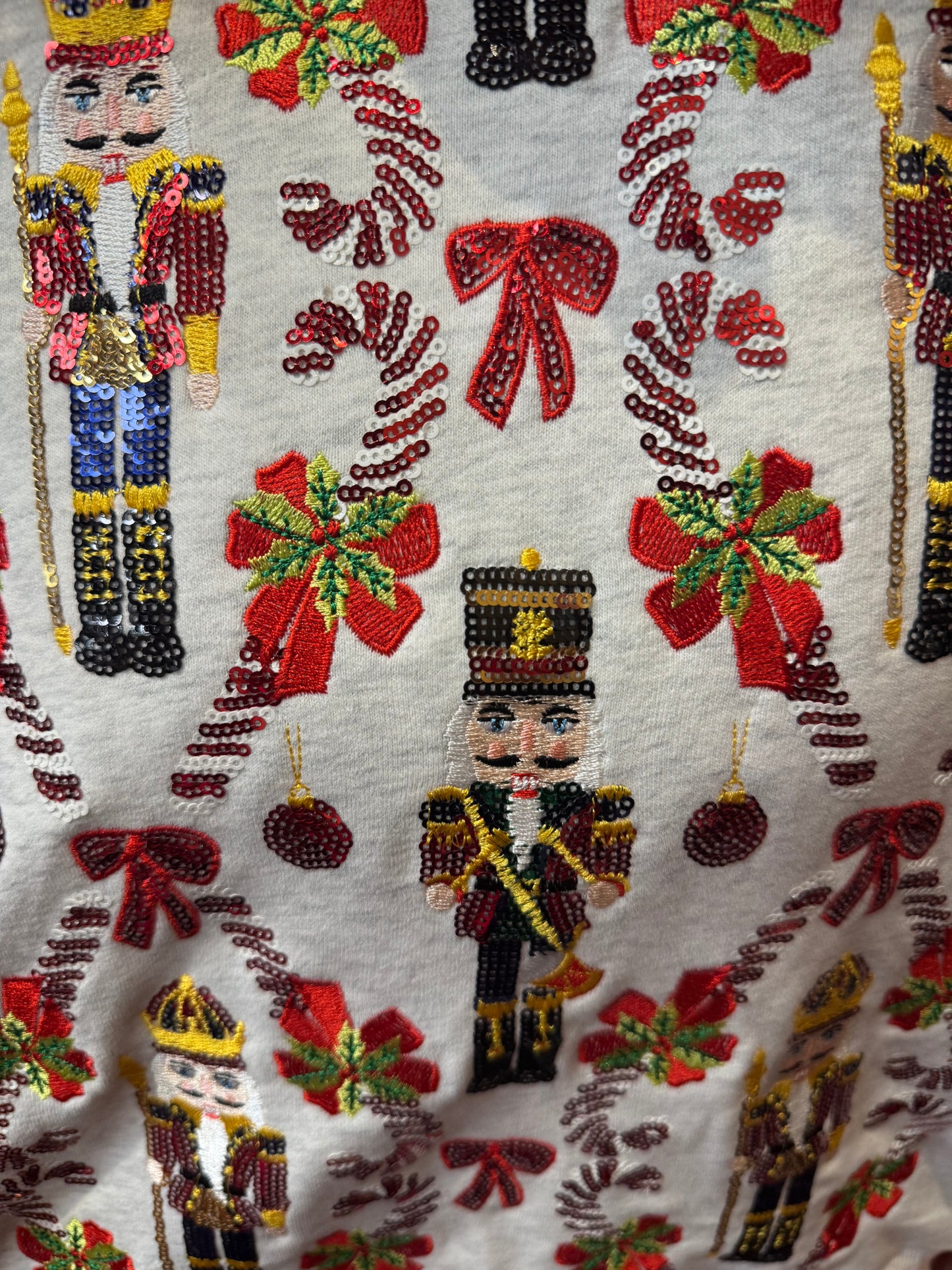 Queen Of Sparkles Grey Nutcracker & Candy Cane Sweatshirt