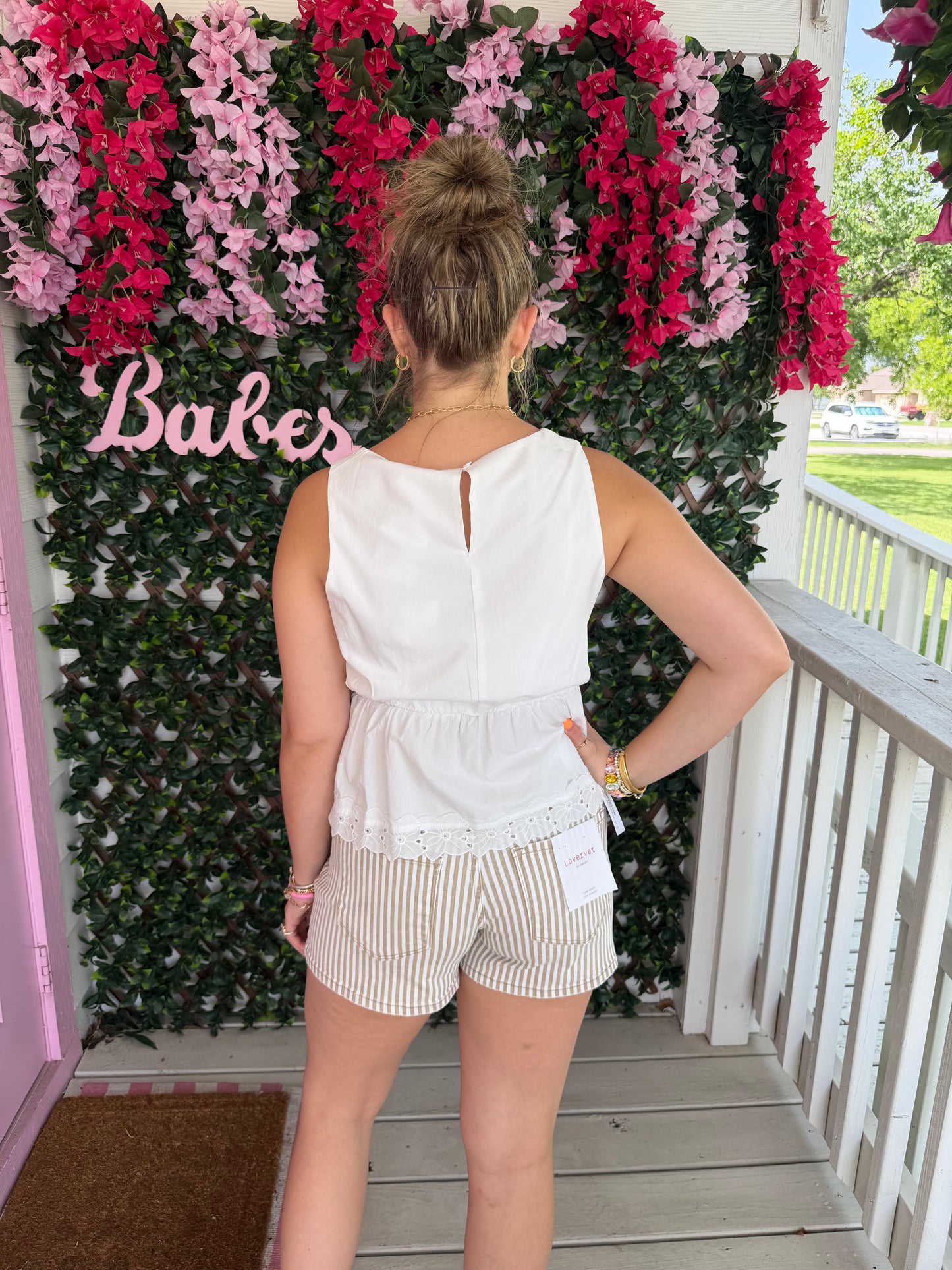 Vervet Mid Rise Striped Mom Shorts