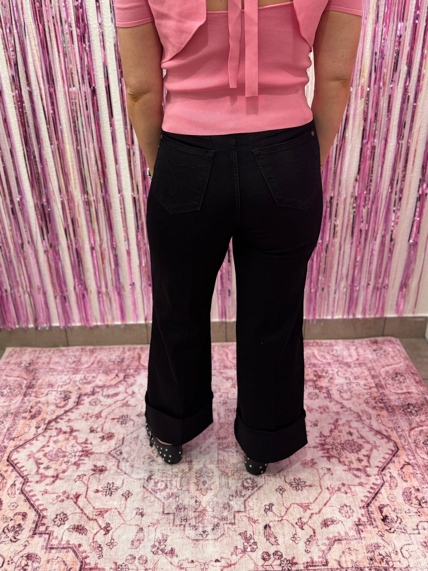 Black Retro Wide Leg Denim