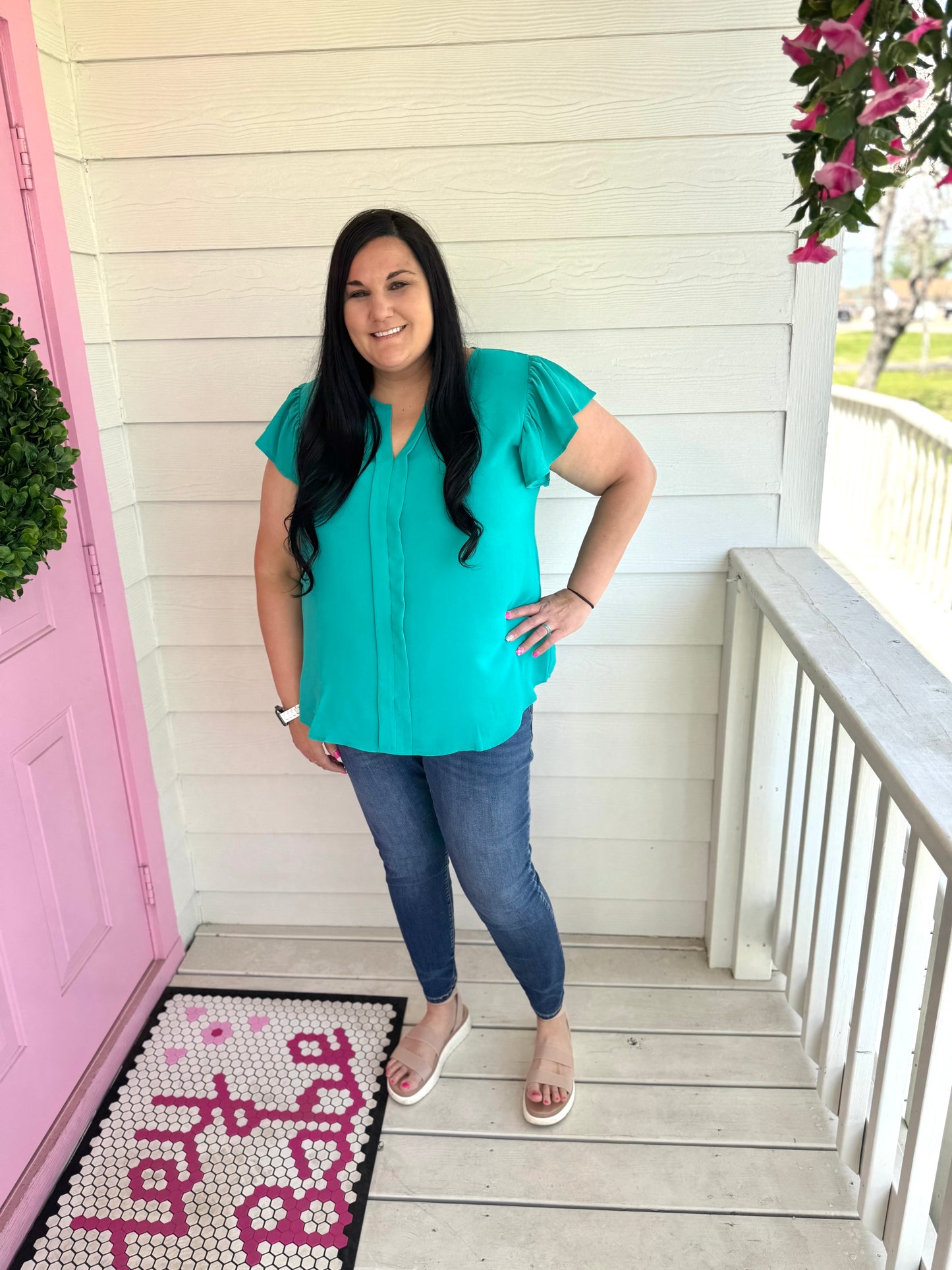 Rebecca Split Neck Top