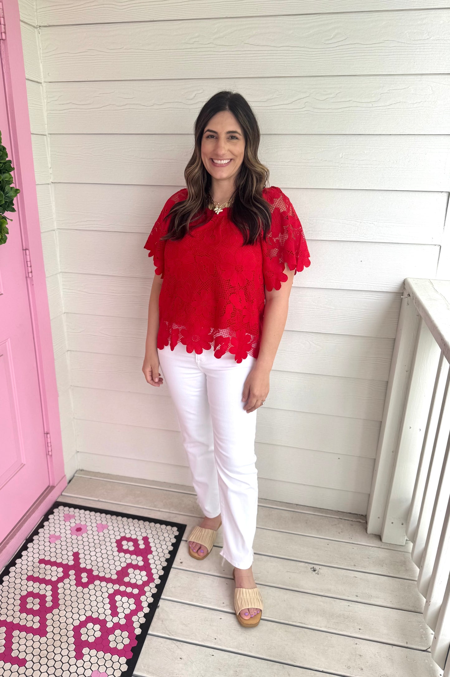 Tamara Red Lace Top