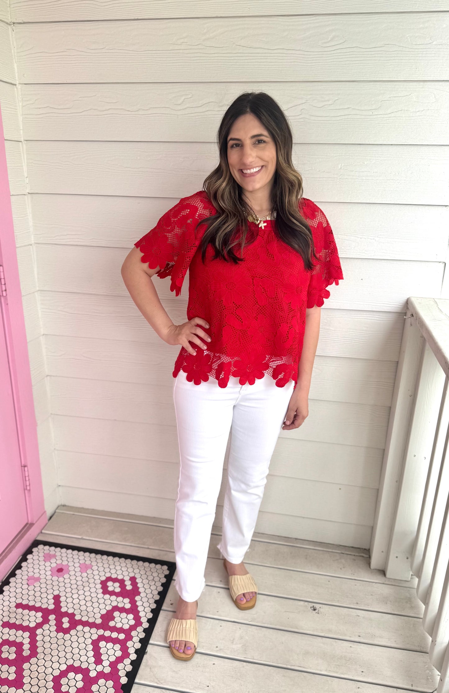 Tamara Red Lace Top