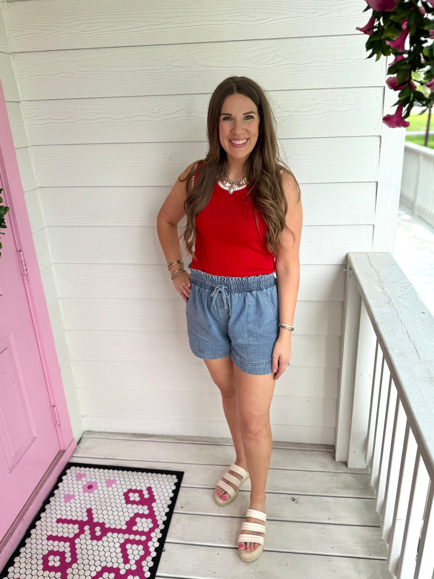 Red/White Stitched Tank