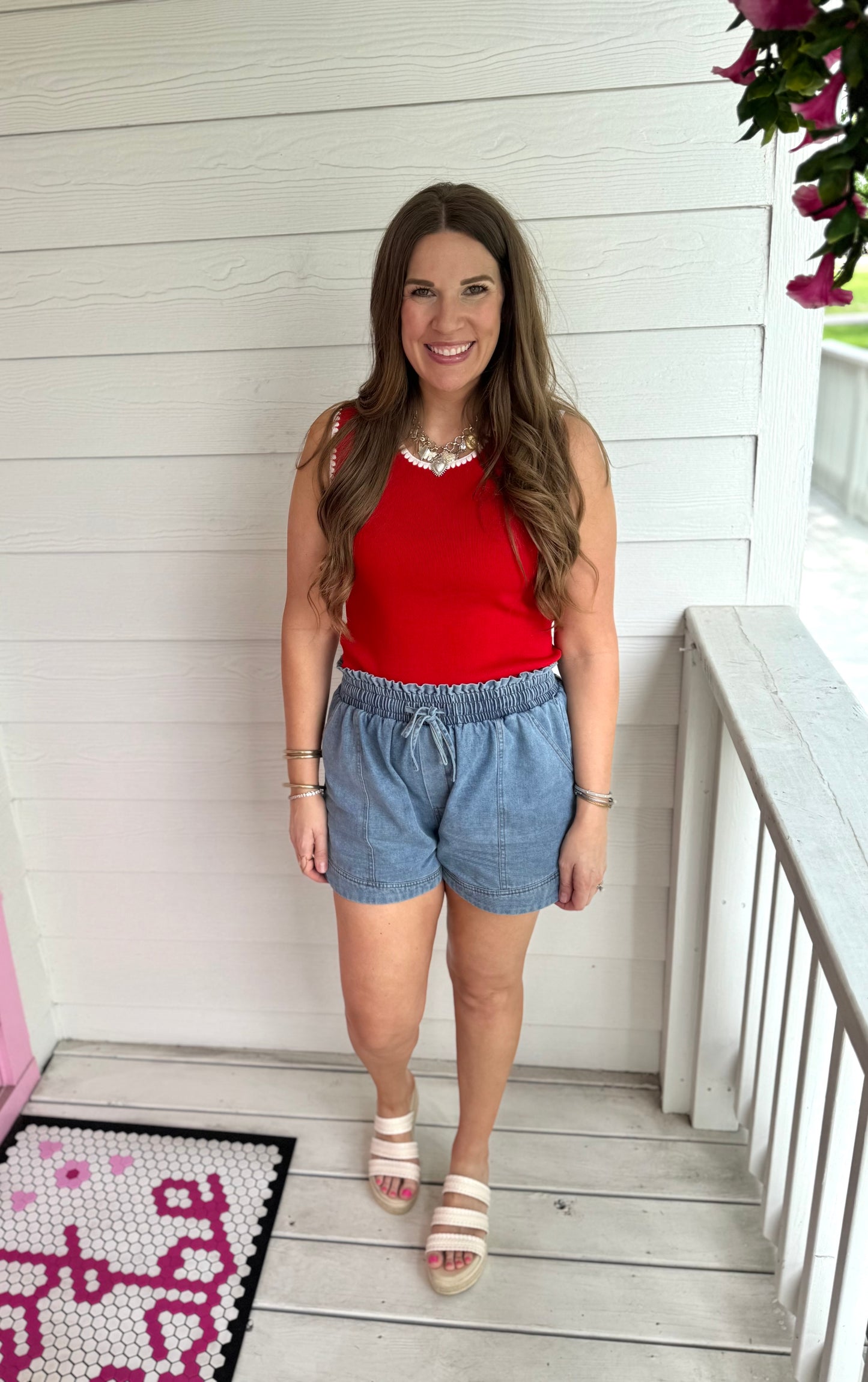 Red/White Stitched Tank