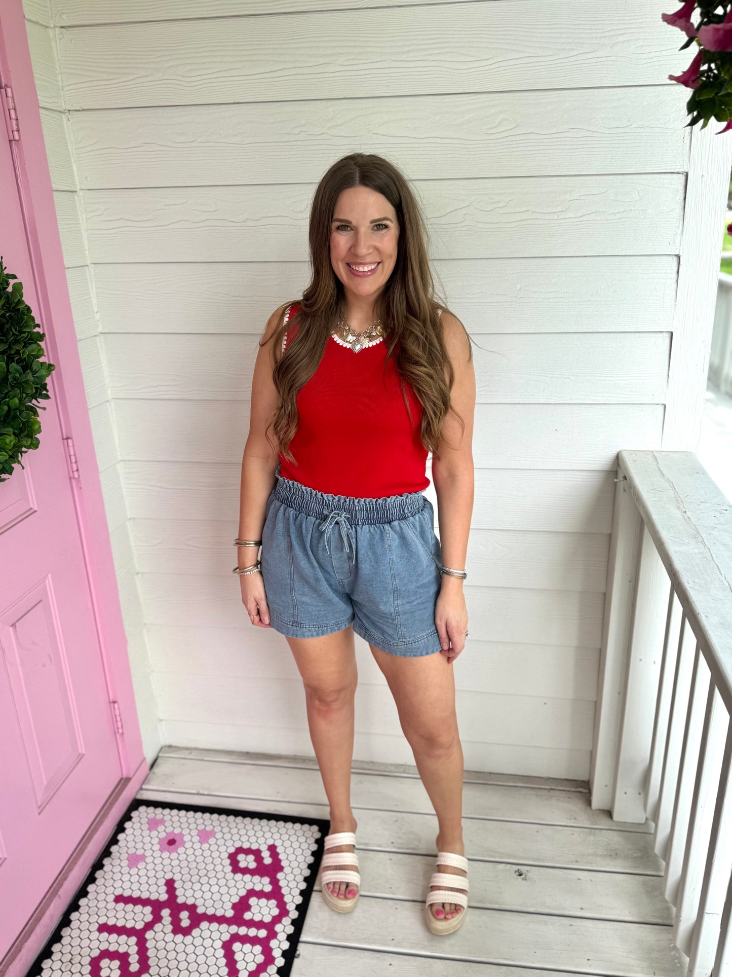 Red/White Stitched Tank
