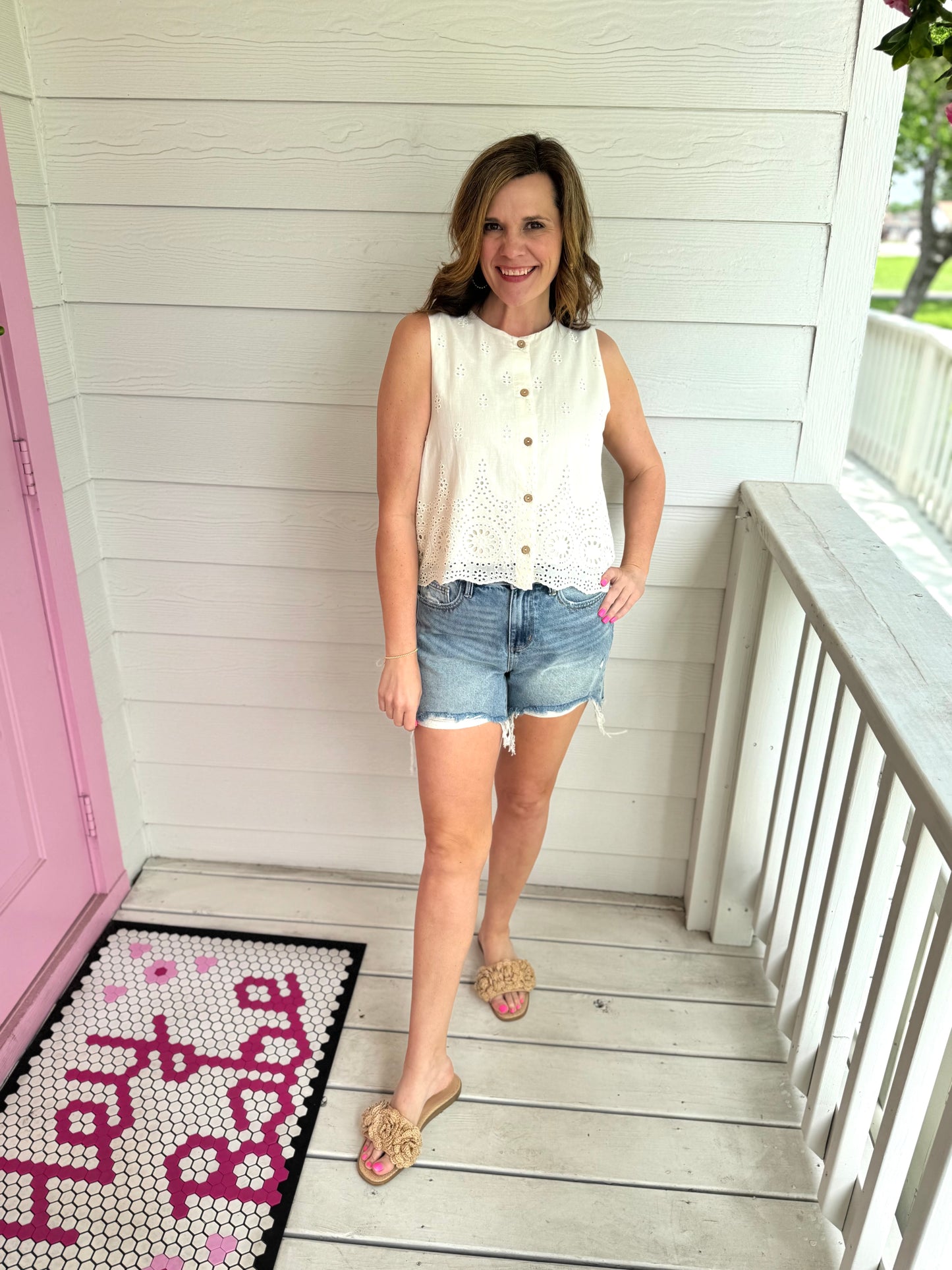 Cream Eyelet Tank