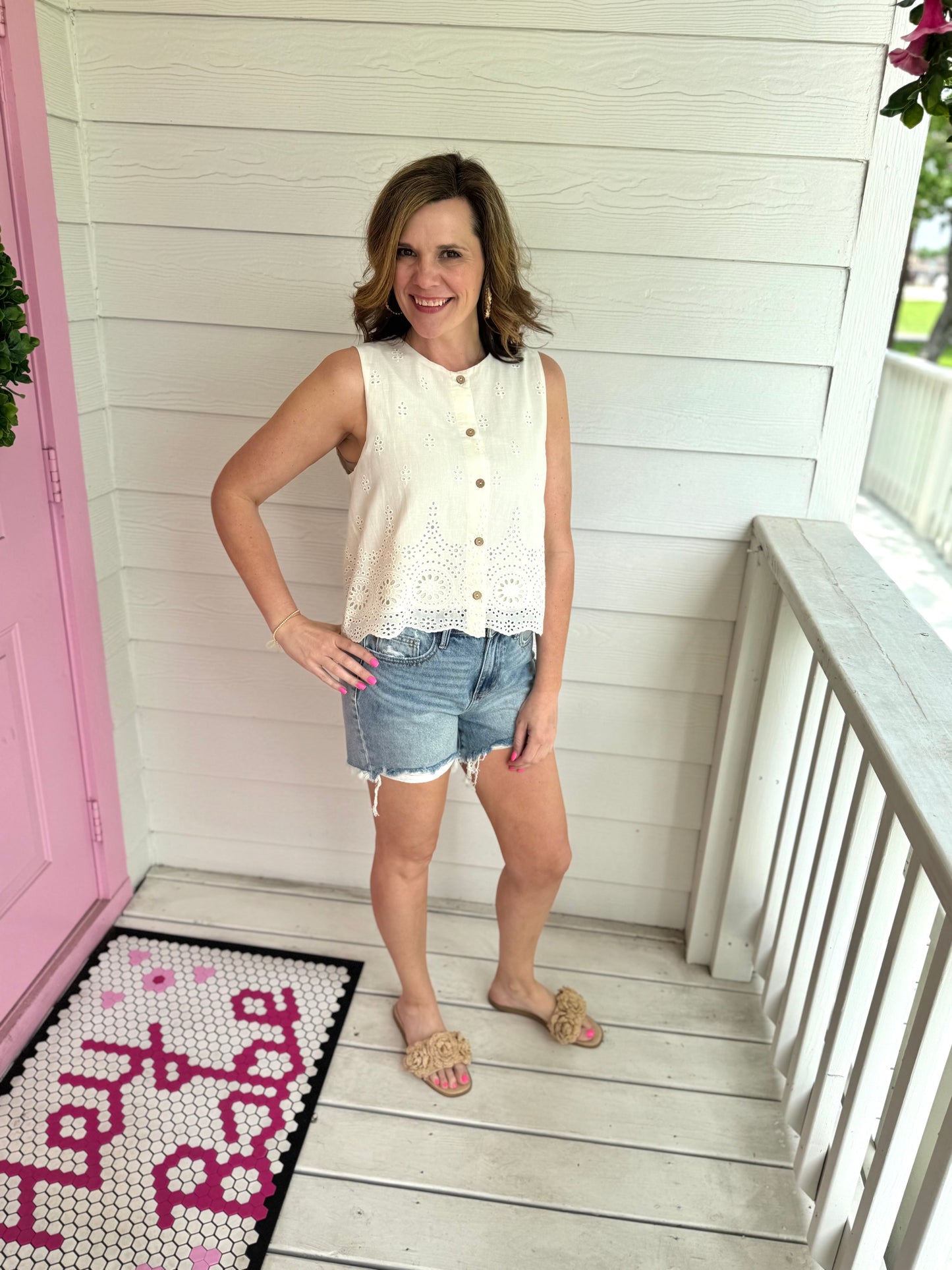 Cream Eyelet Tank