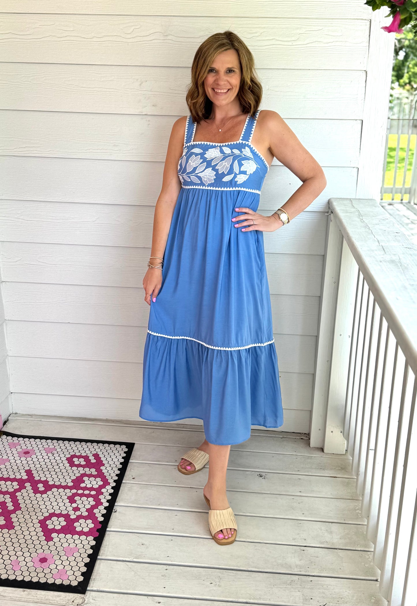 Bella Blue Embroidered Dress