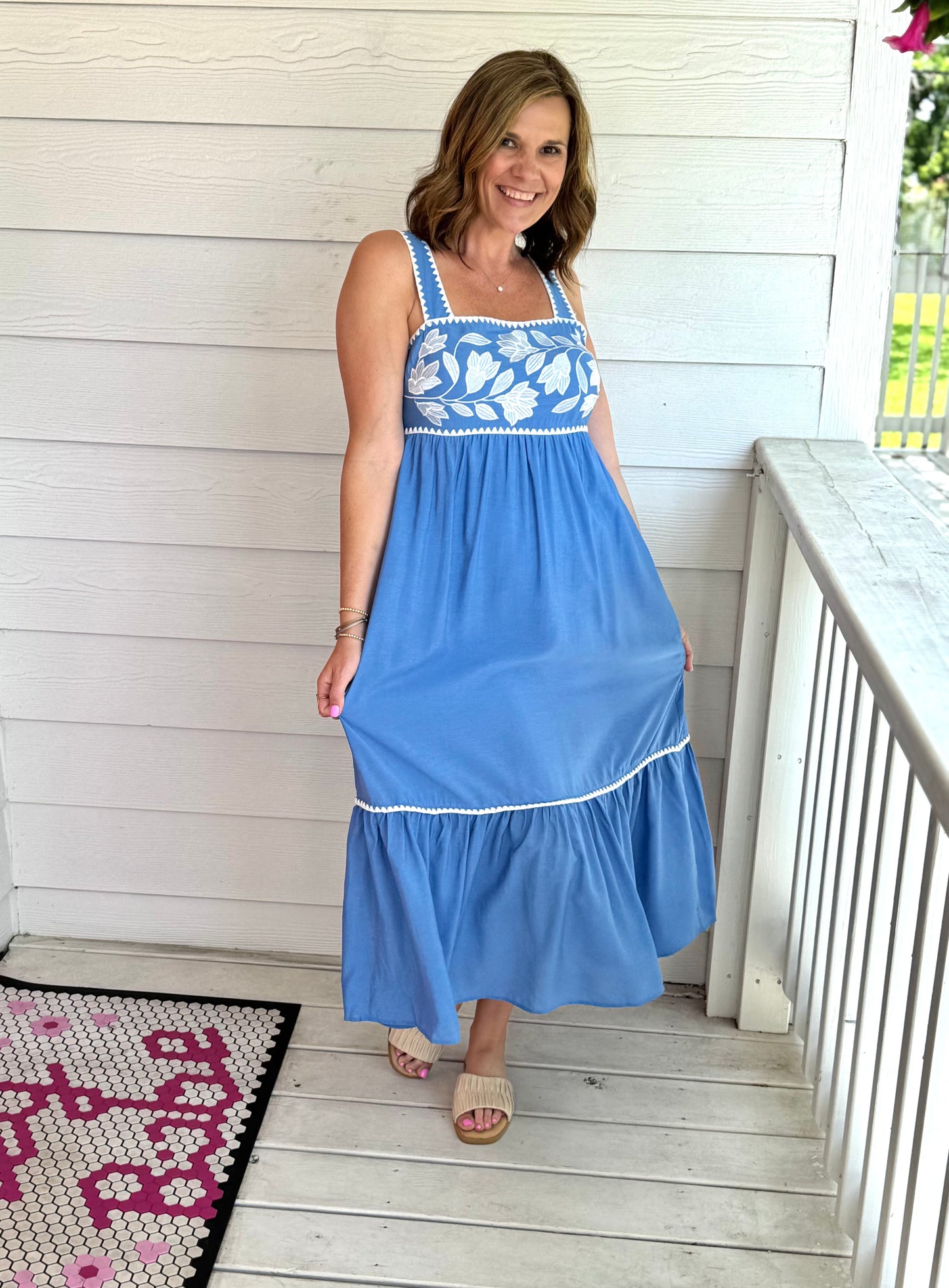 Bella Blue Embroidered Dress