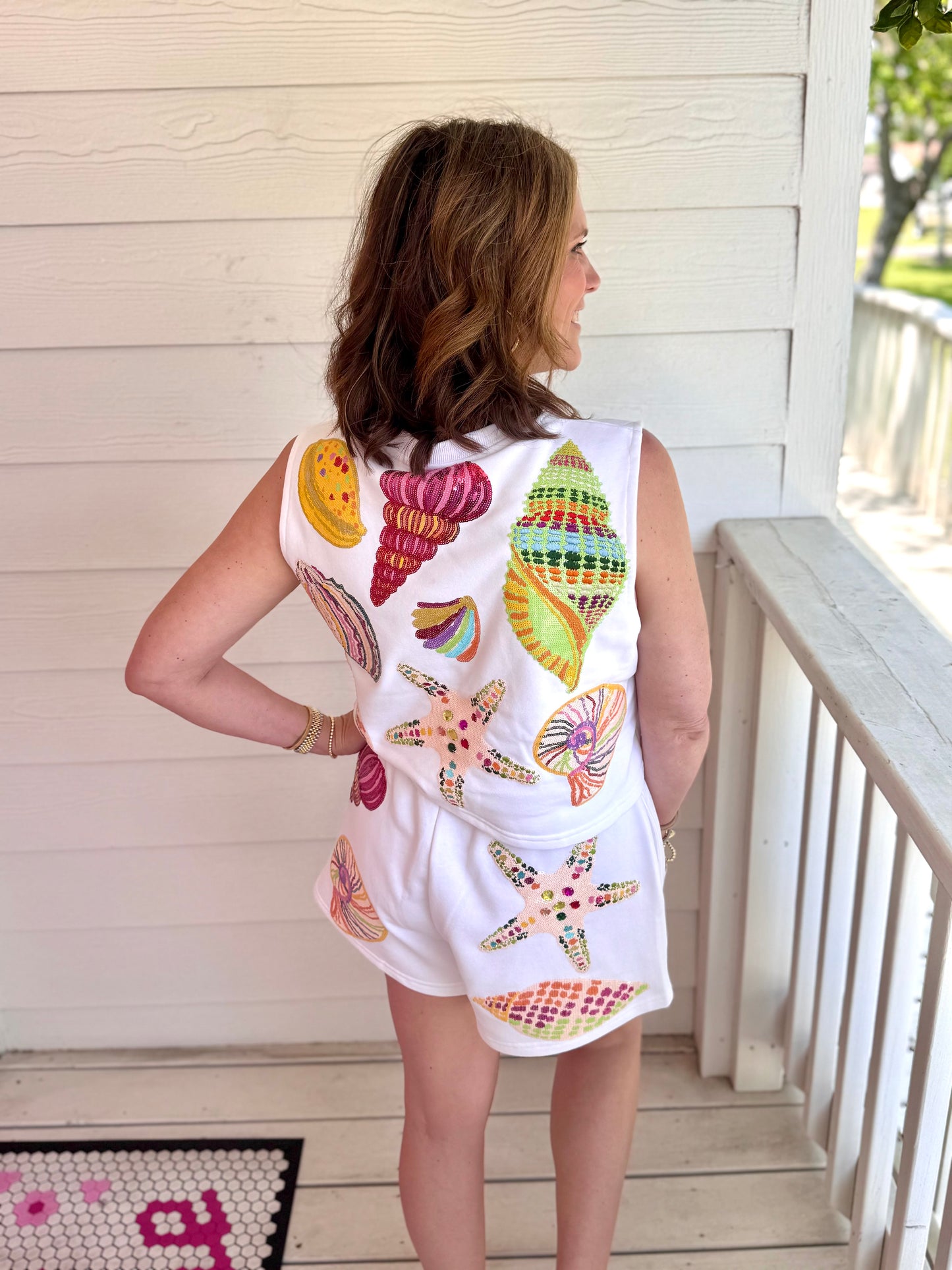 Queen Of Sparkle White Multi Shell Shorts
