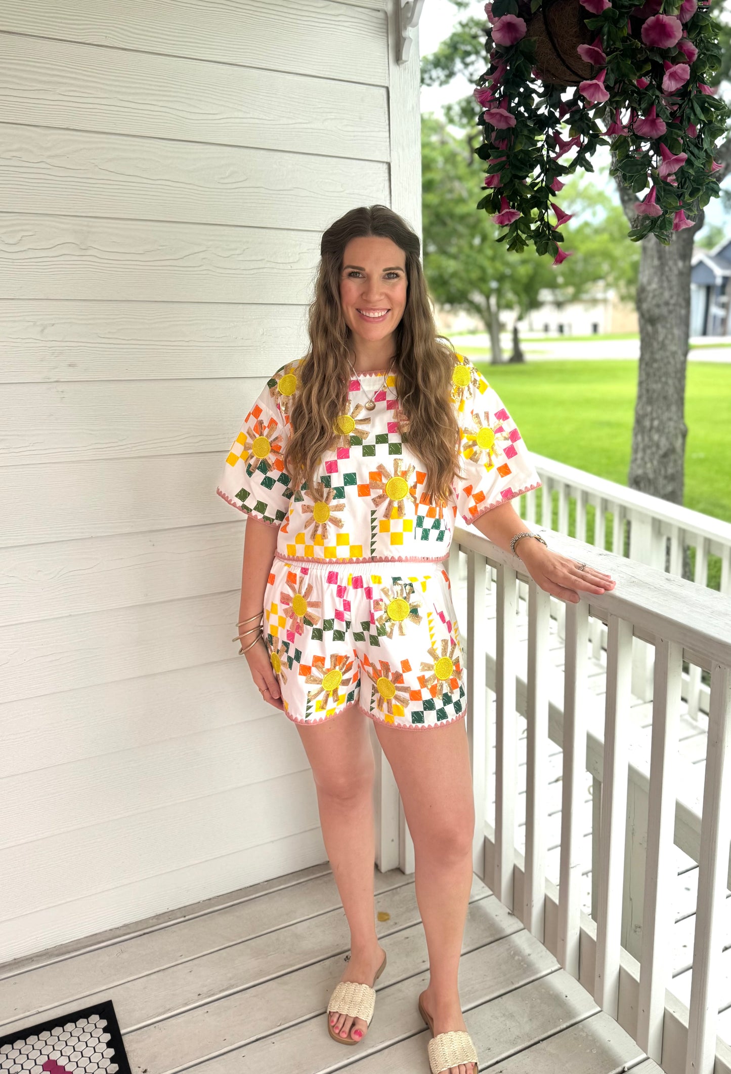 Queen Of Sparkles Multi Checkered Sun Short