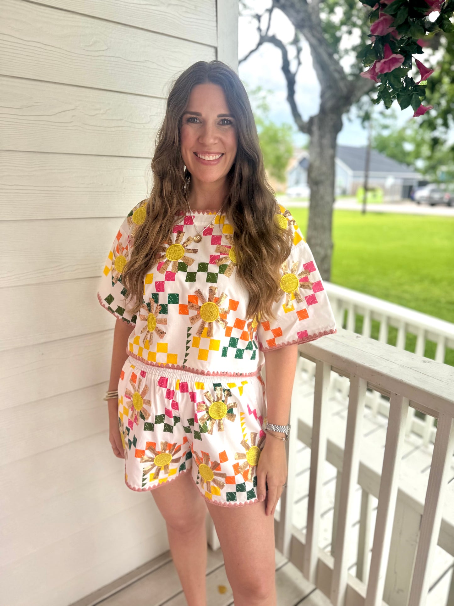 Queen Of Sparkles Multi Checkered Sun Short