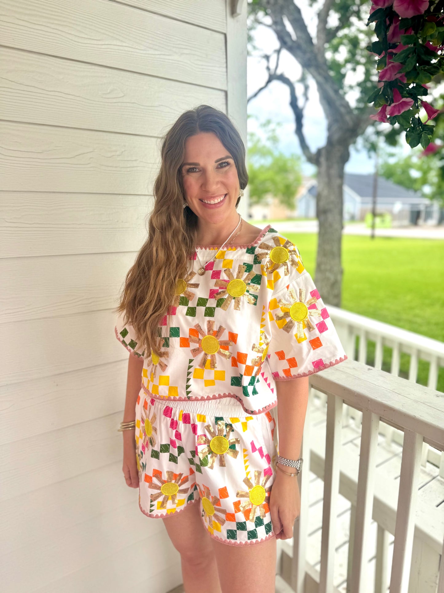 Queen Of Sparkles Multi Checkered Sun Short